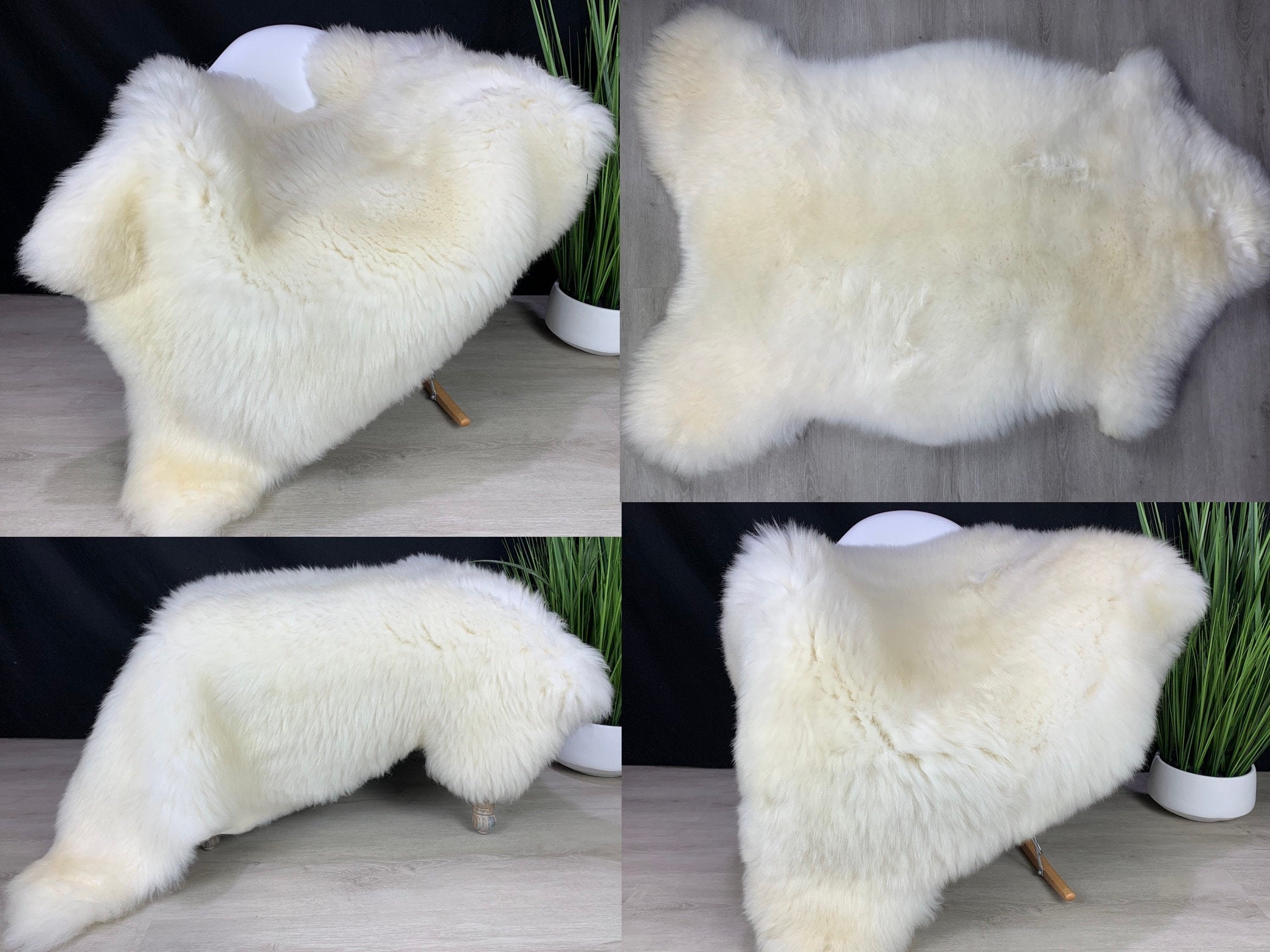 Sheepskin White Cream Rug Pelt XL / Genuine Real Sheepskin White Cream / Sheepskin Seat Cover Dog Pet Bed Throw