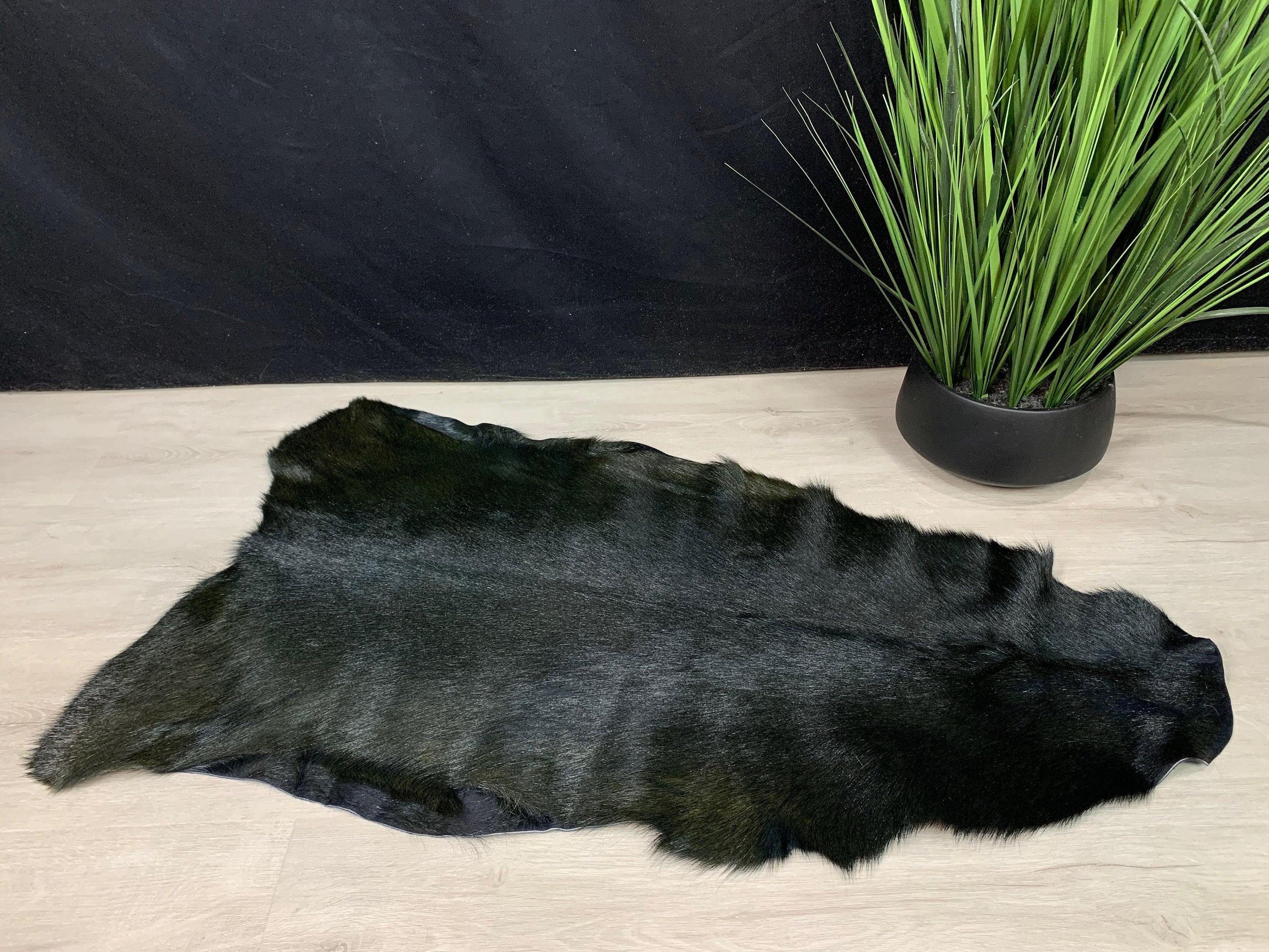 Luxury shiny Black Goat Skin Rug Pelt Hide, Real Goat Skin Rug, Genuine Natural Goat Hide