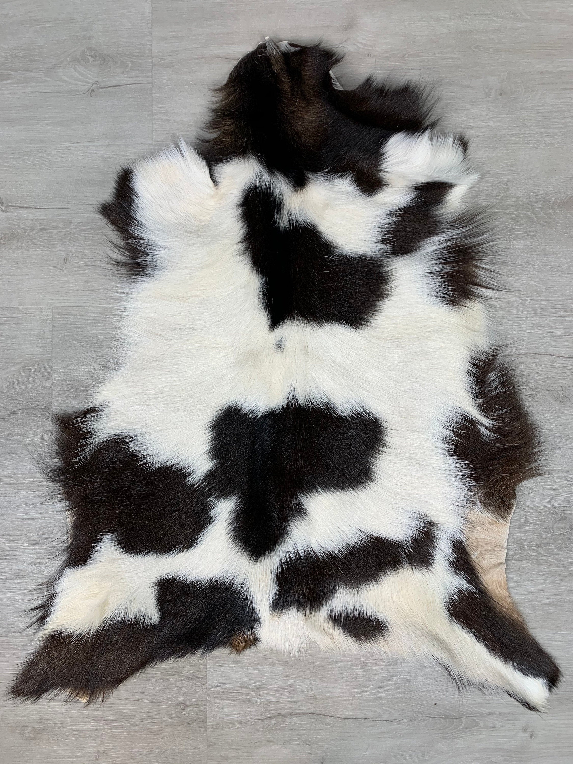 Goat Brown White Rug Pelt Hide, Real Goat Skin Rug, Genuine Natural Goat Hide