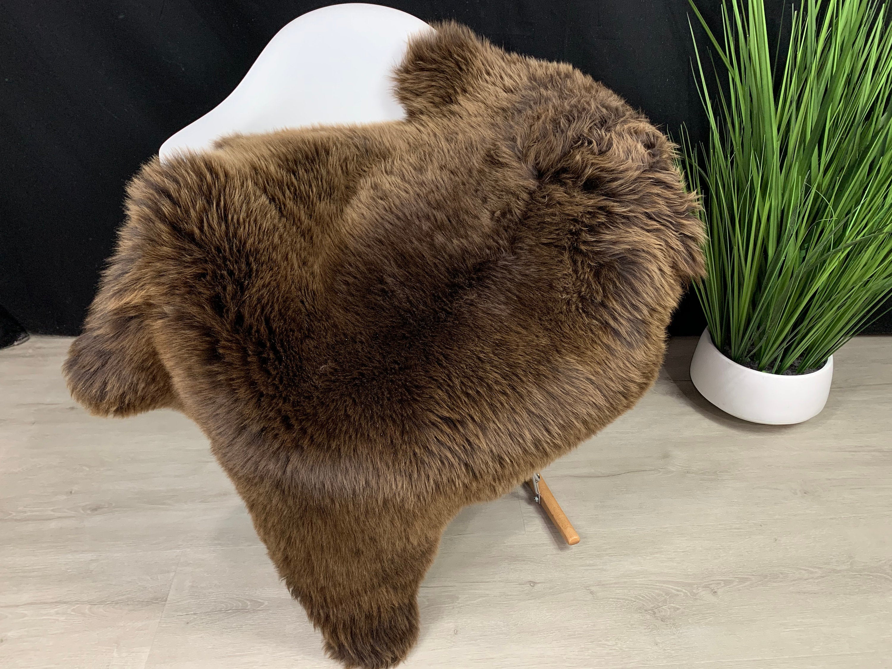 Genuine Brown Sheepskin Rug Pelt / Sheepskin  motorcycle seat cover throw / Sheepskin pet bed throw