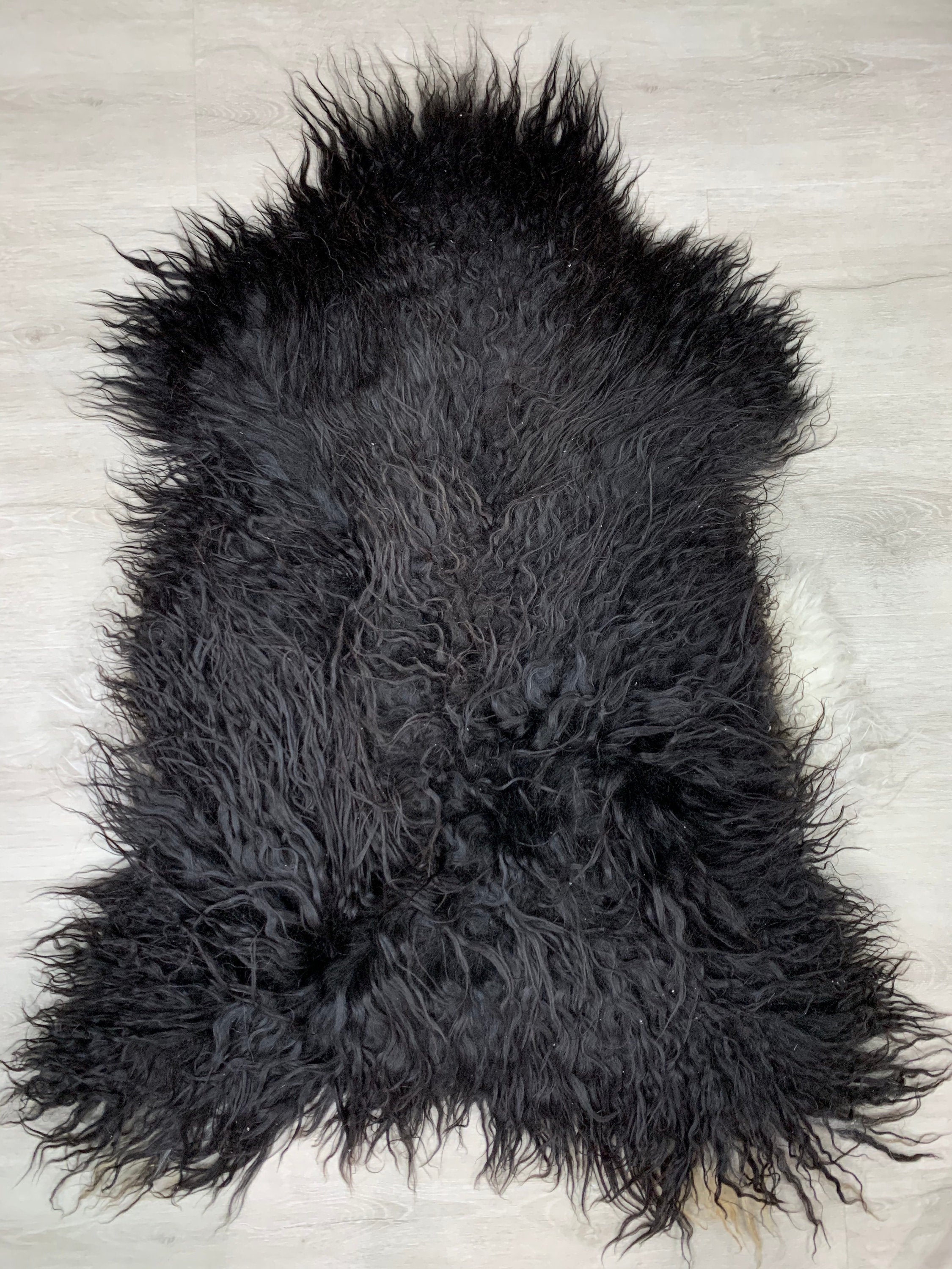 Curly black Icelandic Sheepskin Rug | Gift Pet Bed Comfort Blanket | Natural Curly Black Real Sheepskin Rug | Sheepskin Seat Cover Throw