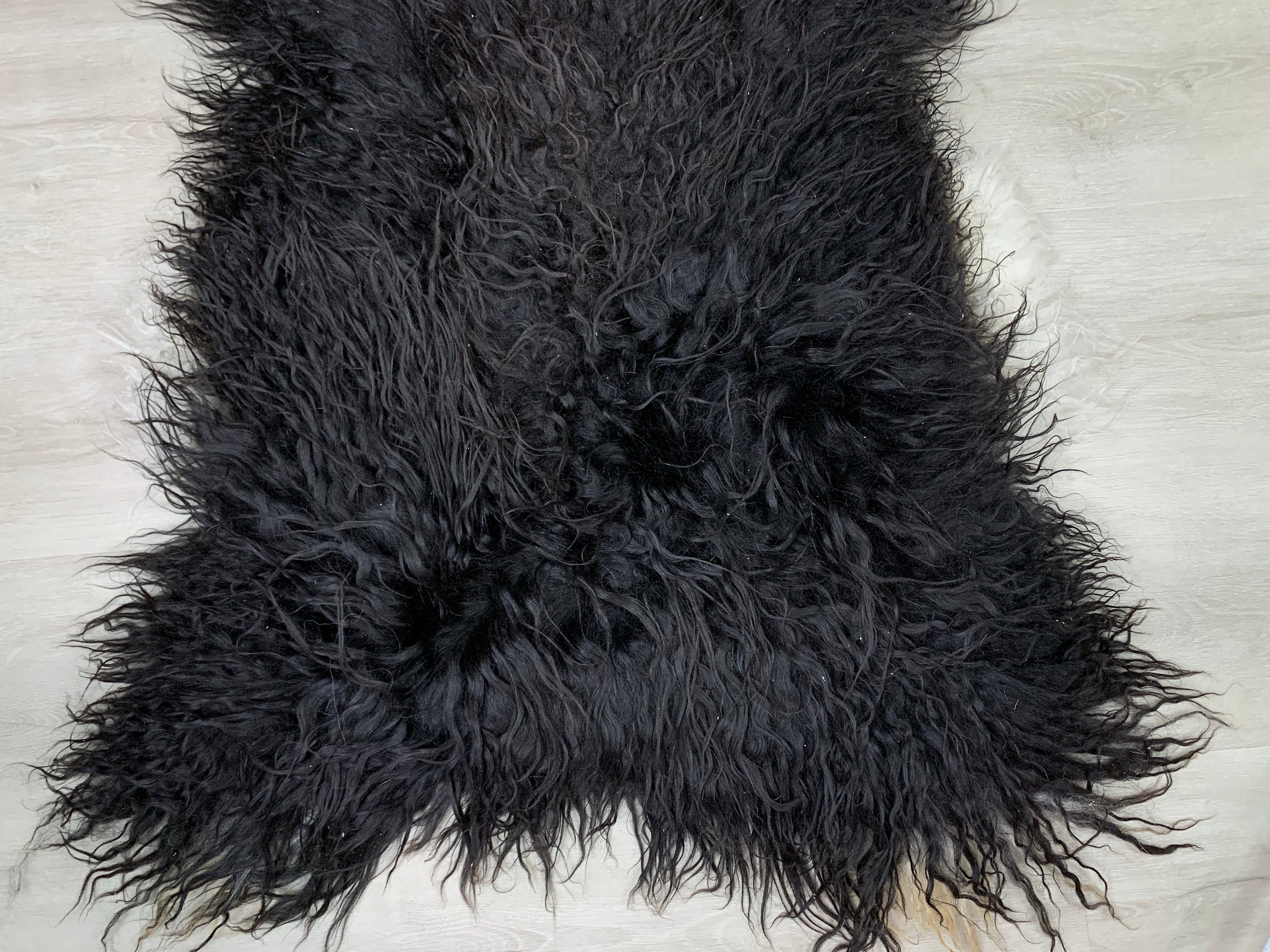 Curly black Icelandic Sheepskin Rug | Gift Pet Bed Comfort Blanket | Natural Curly Black Real Sheepskin Rug | Sheepskin Seat Cover Throw