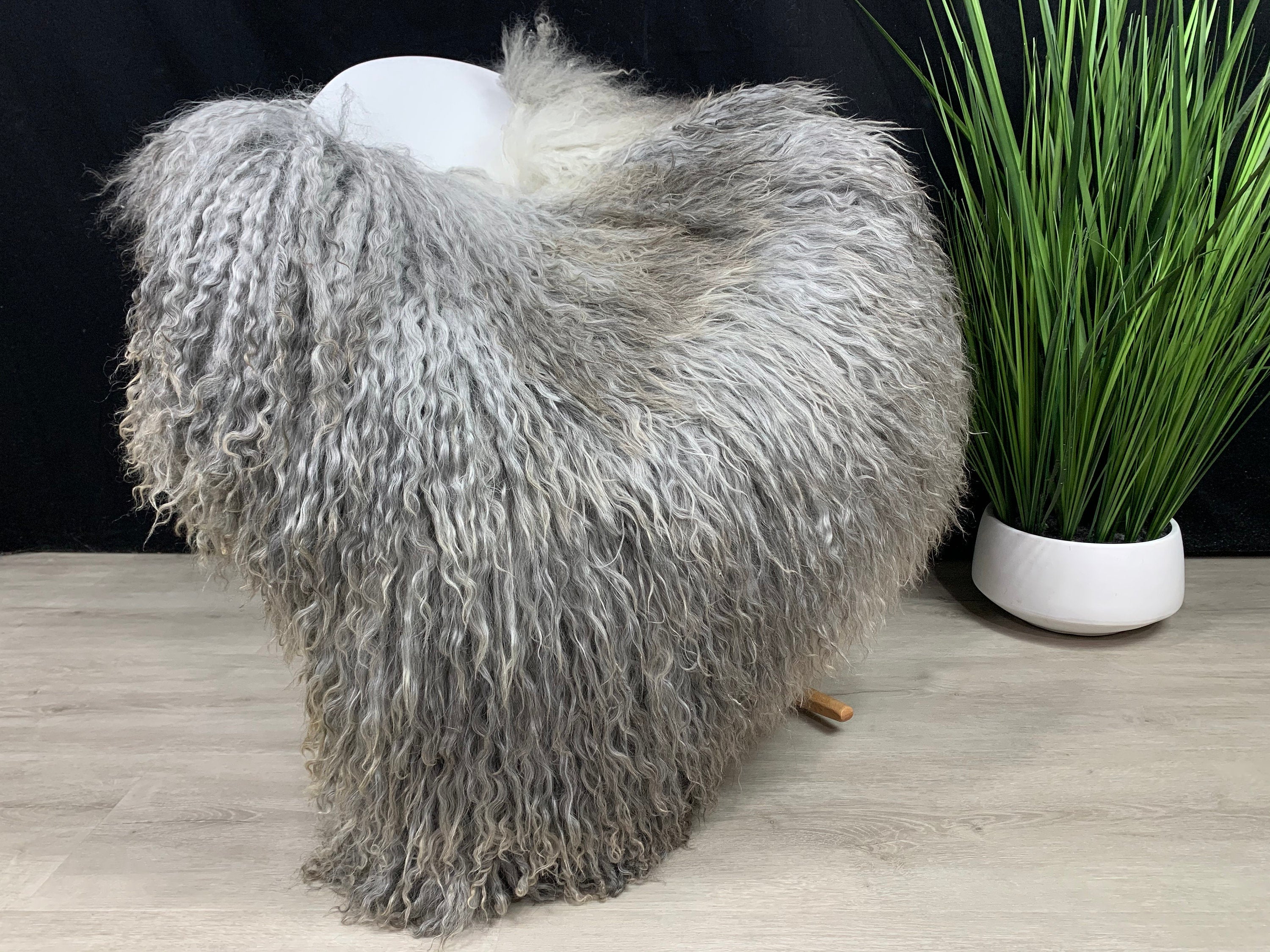 XXL Real GOTLAND Sheepskin Gray Rug Pelt / Genuine Gotland Sheepskin Seat Cover Throw