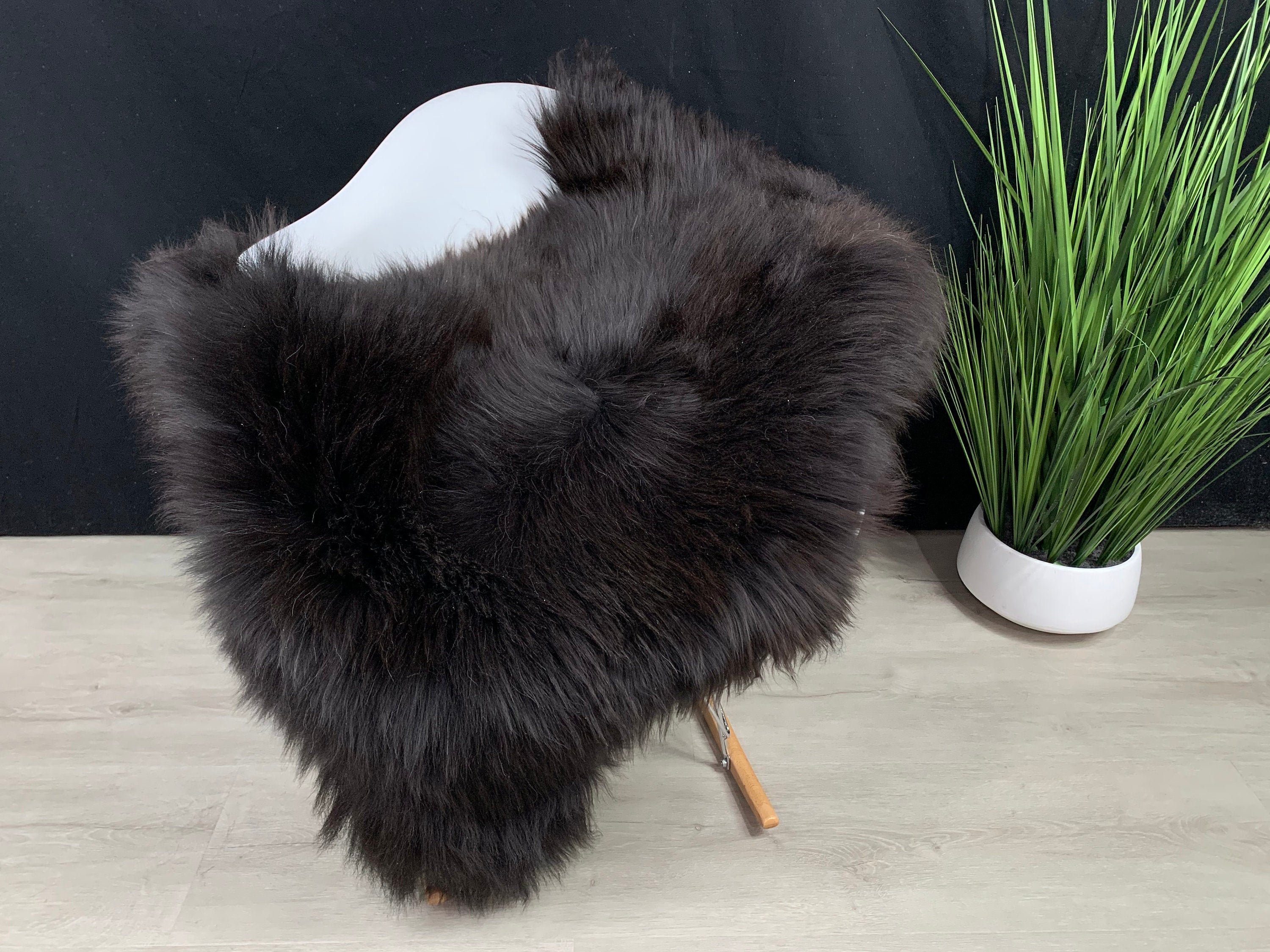 Genuine Animal Sheepskin Pelt / Real Sheepskin Brown Black Natural