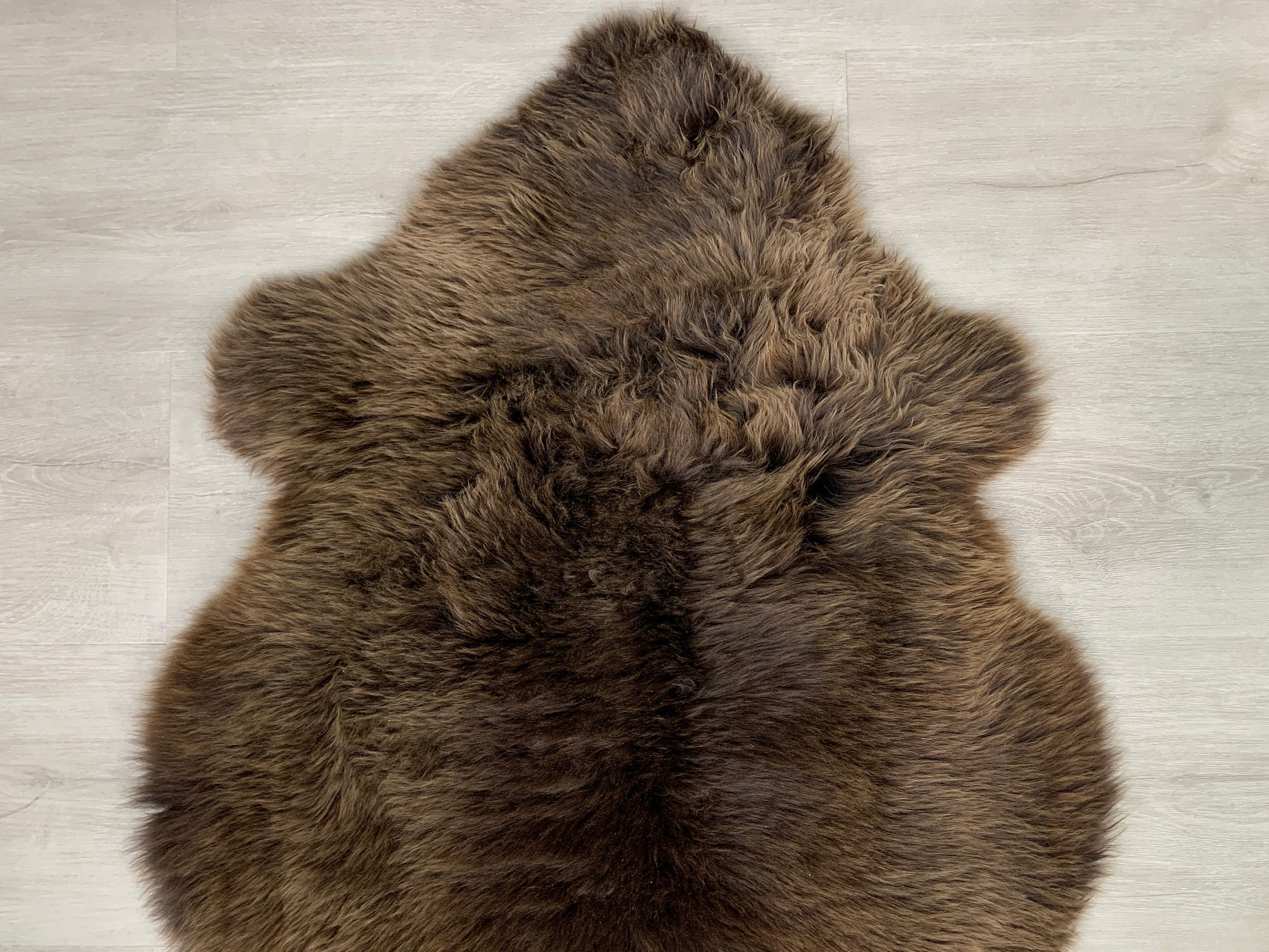 Genuine Brown Sheepskin Rug Pelt / Sheepskin  motorcycle seat cover throw / Sheepskin pet bed throw