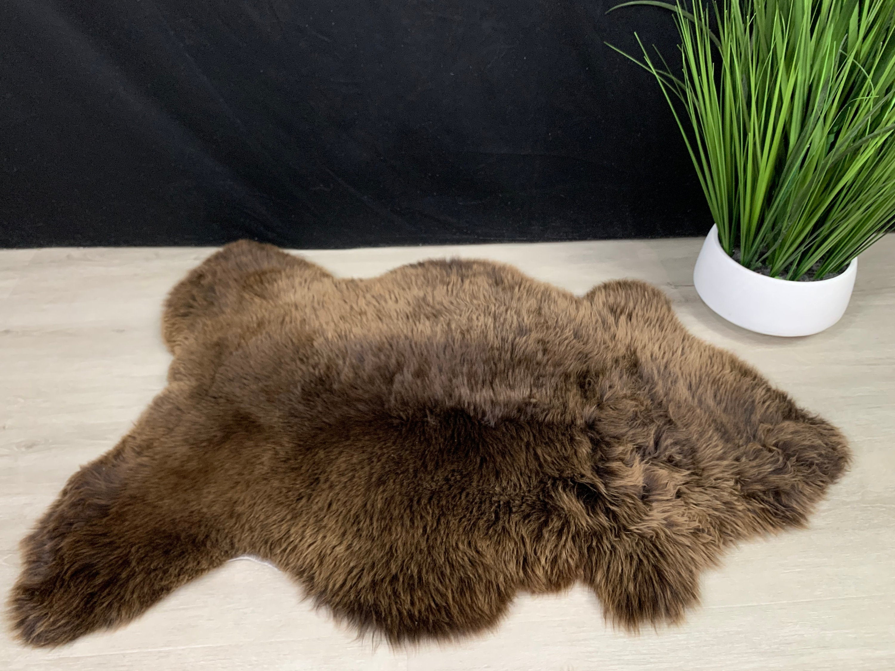 Genuine Brown Sheepskin Rug Pelt / Sheepskin  motorcycle seat cover throw / Sheepskin pet bed throw