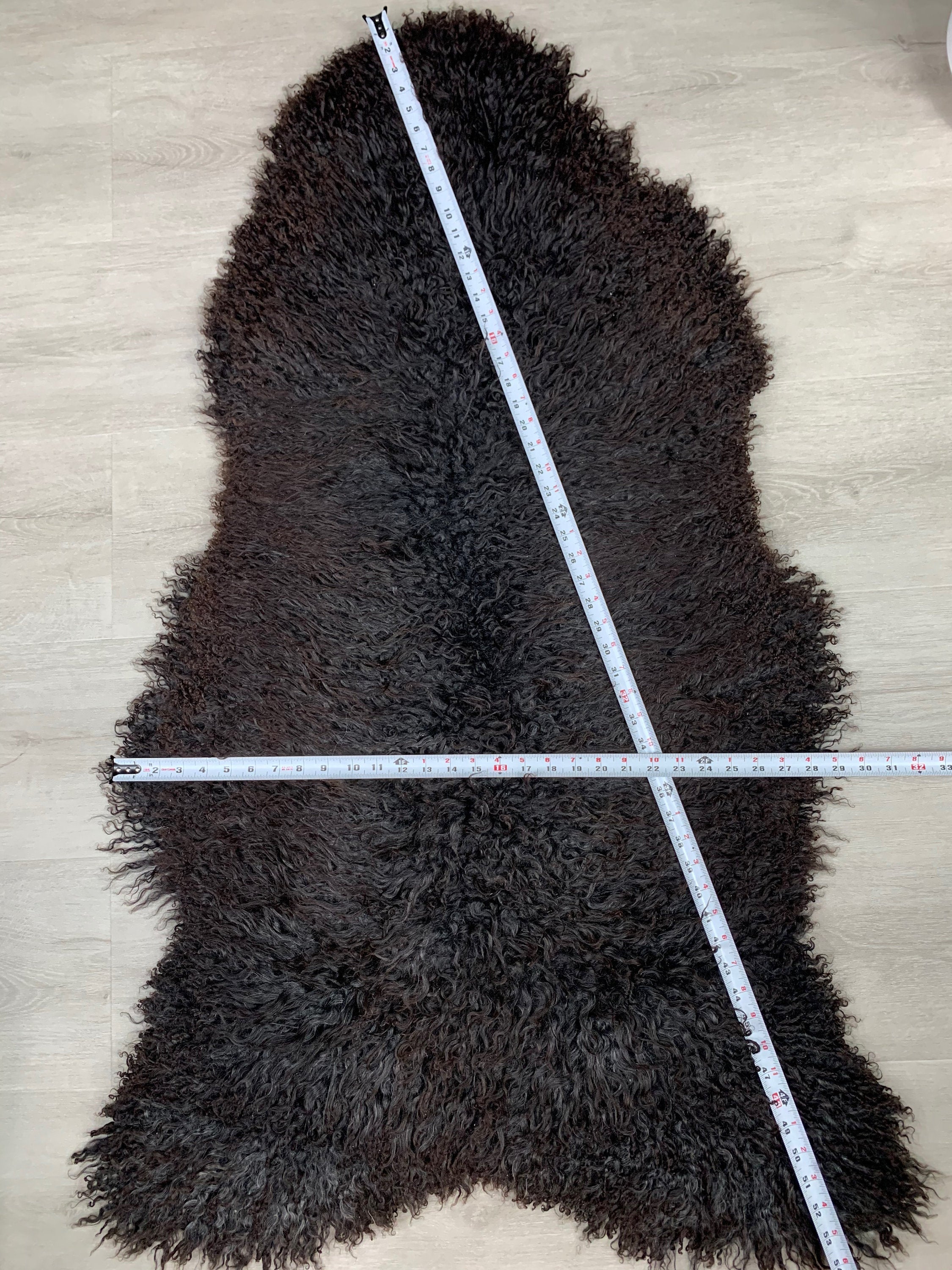 Large Real GOTLAND Sheepskin Black Brown Rug Pelt / Genuine Gotland Sheepskin Seat Cover Throw