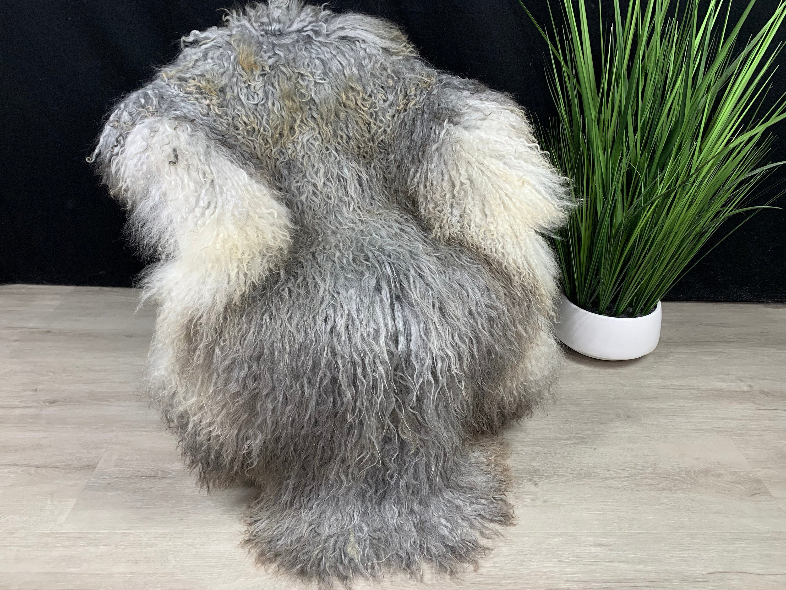 XXL Real GOTLAND Sheepskin Gray Rug Pelt / Genuine Gotland Sheepskin Seat Cover Throw