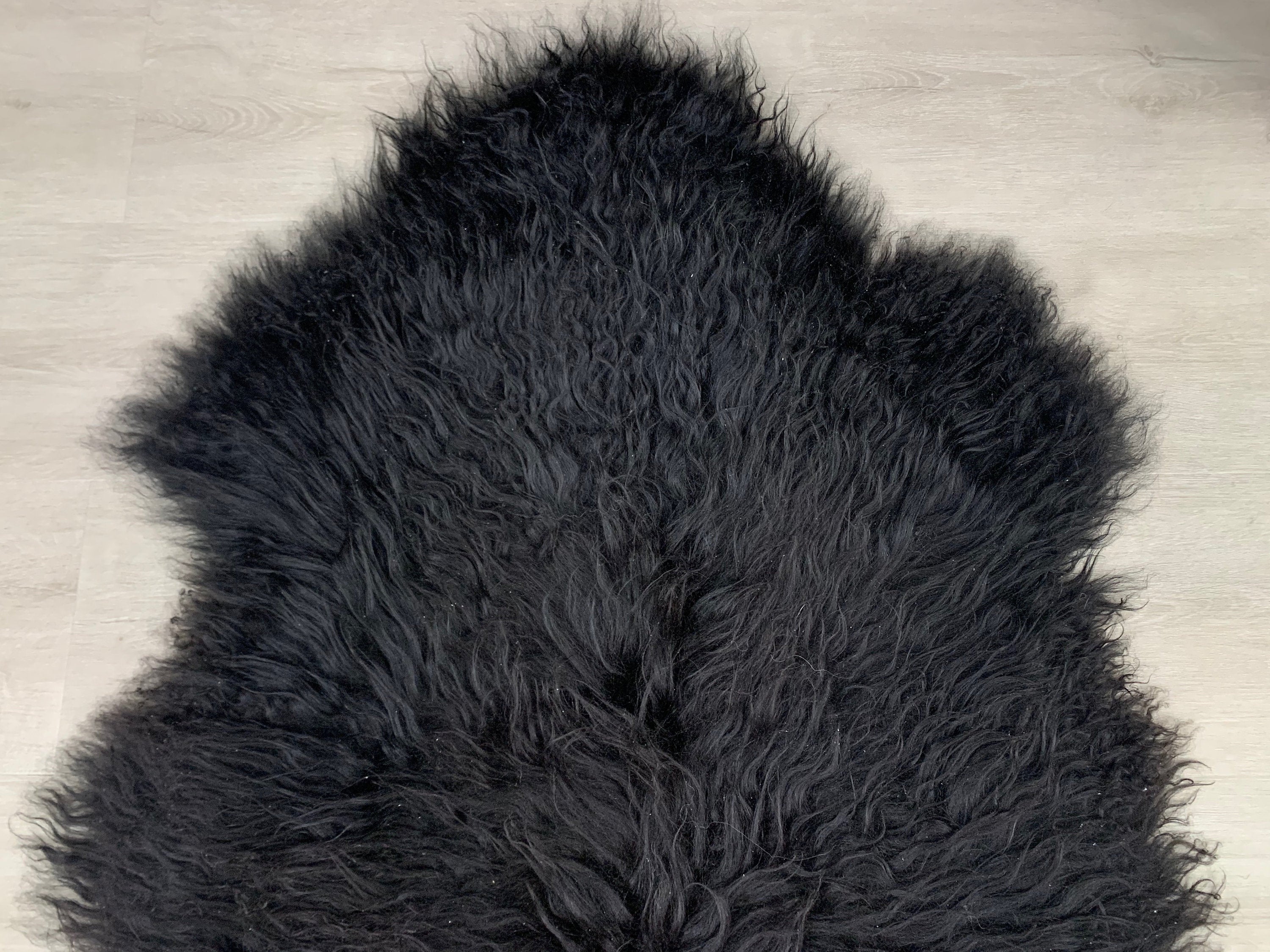 XXL Icelandic Curly Black Sheepskin Rug | Pet Bed Comfort Blanket | Natural Curly Black Real Sheepskin Rug | Sheepskin Seat Cover Throw