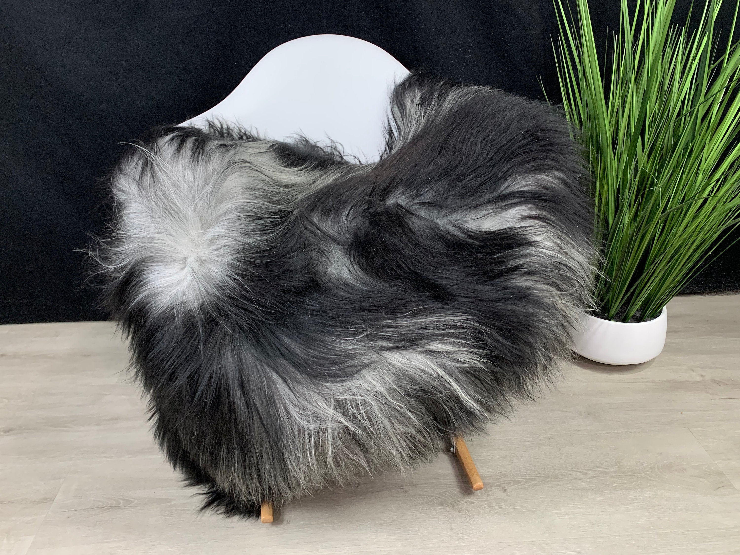 Genuine Sheepskin Rug | Icelandic Sheepskin pelt throw Black Gray natural | Sheepskin Pet Bed Comfort Blanket | seat cover