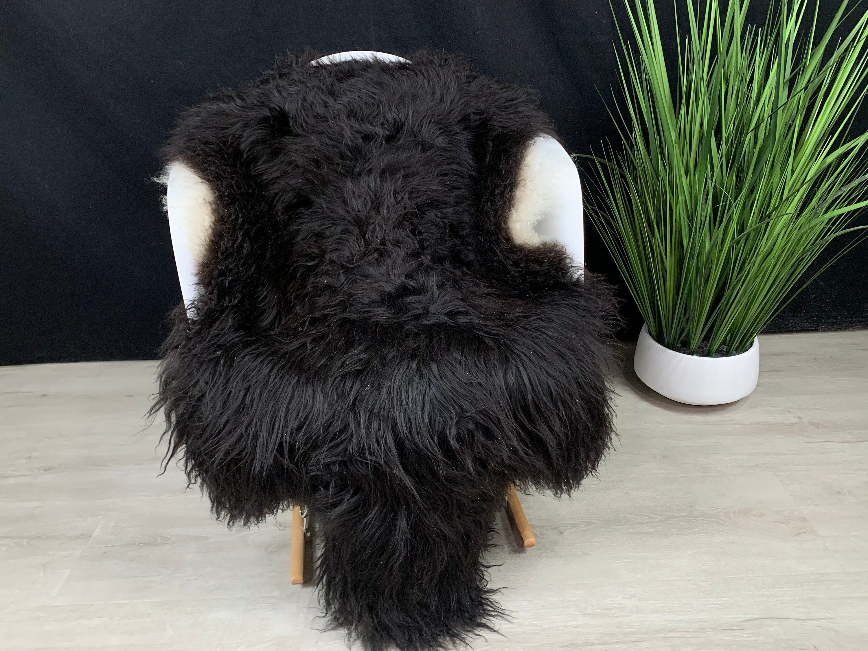 genuine Icelandic sheepskin rug throw pelt black natural color / sheepskin pet bed throw  seat cover