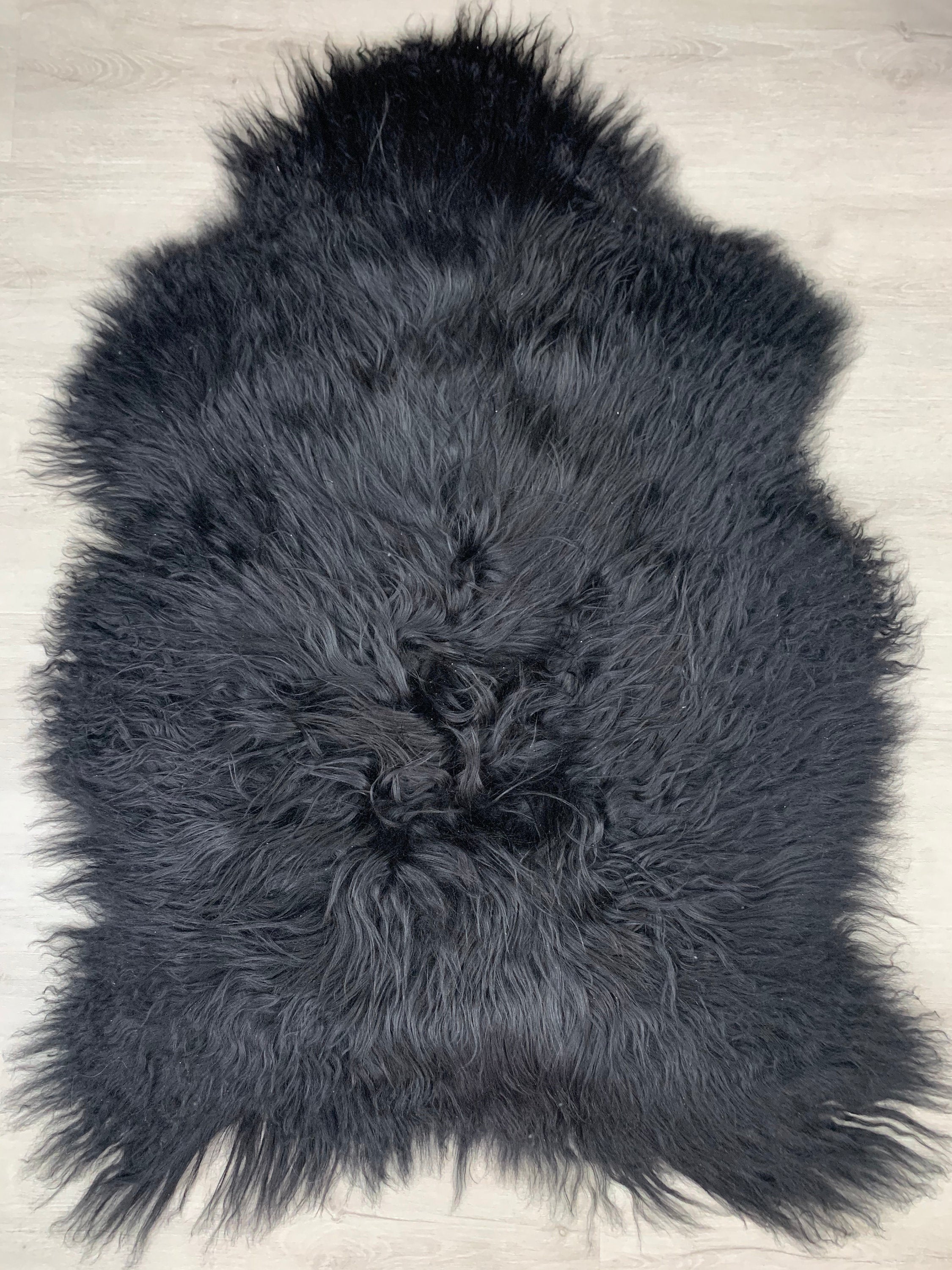 Sheepskin / Natural Icelandic Black Sheepskin Rug * Genuine Natural Seat Cover* Comfort Pet Bed Throw