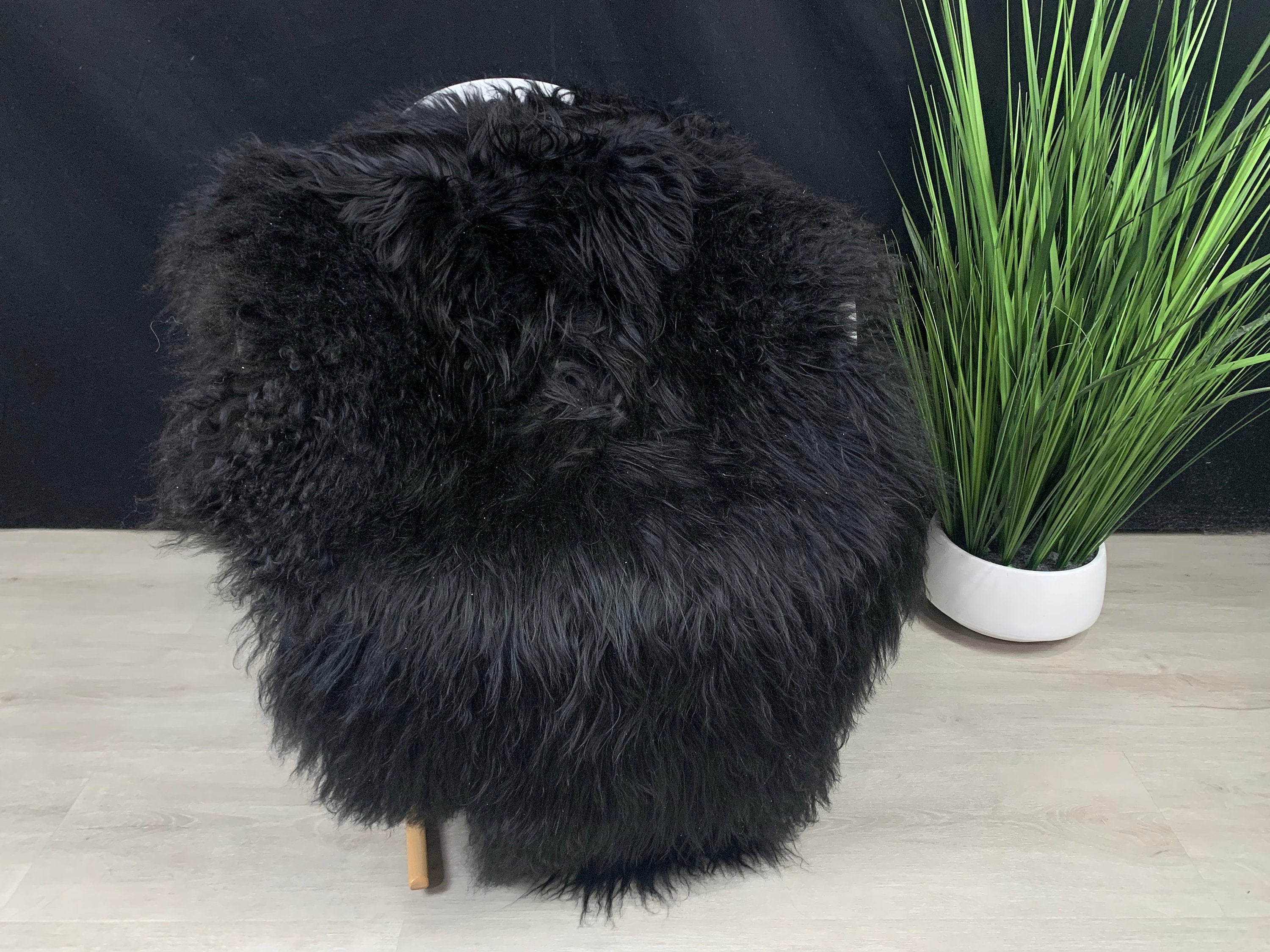 Sheepskin / Natural Icelandic Black Sheepskin Rug * Genuine Natural Seat Cover* Comfort Pet Bed Throw