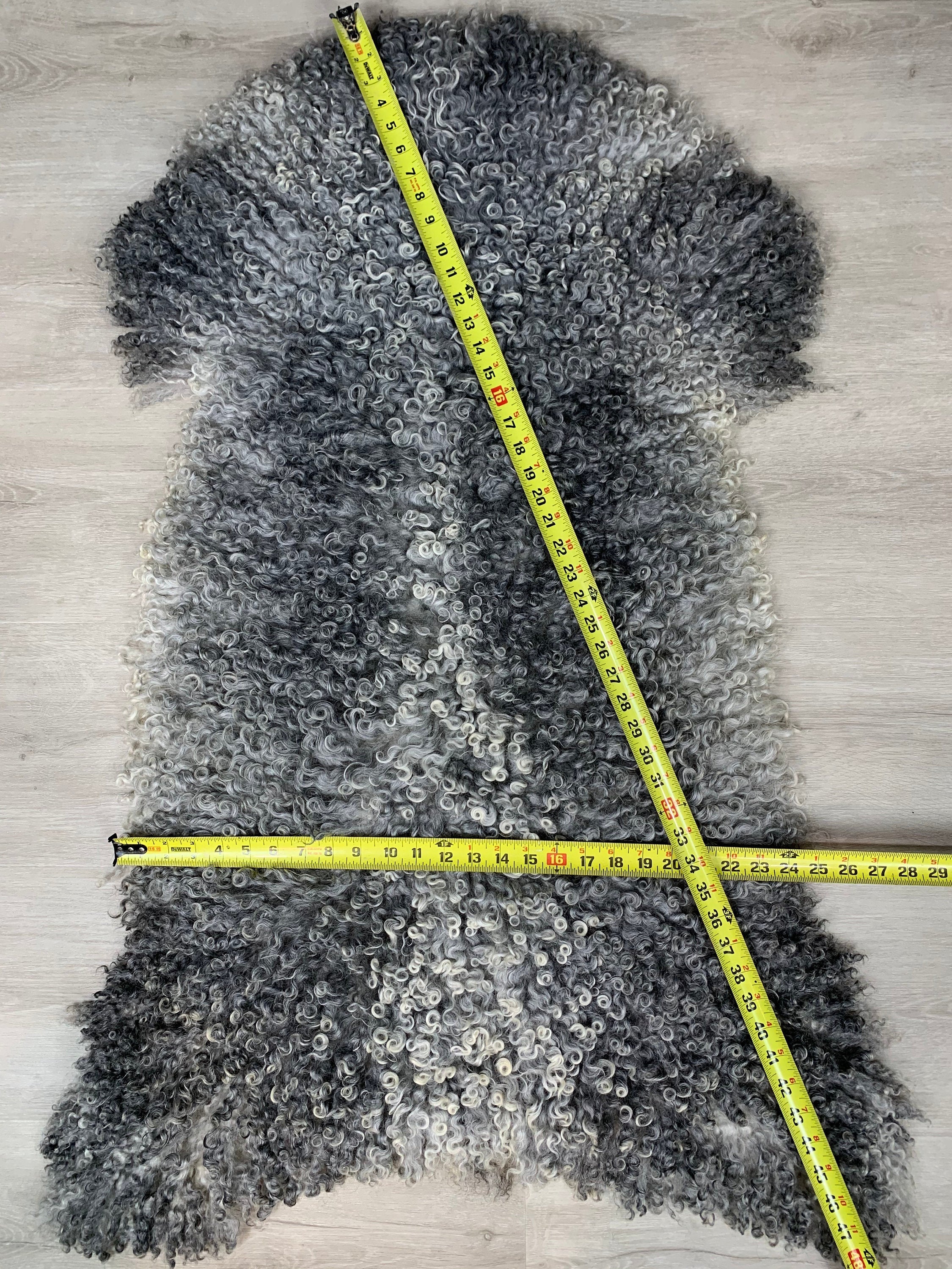 Real GOTLAND Sheepskin Gray Rug Pelt / Genuine Gotland Sheepskin Seat Cover Throw