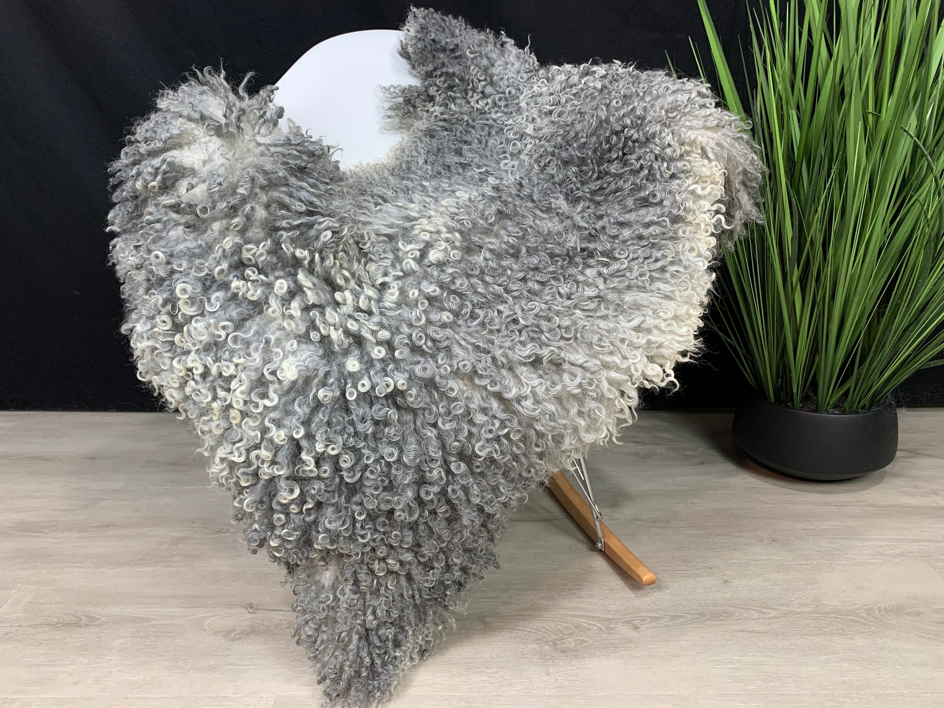 Real GOTLAND Sheepskin Gray Rug Pelt / Genuine Gotland Sheepskin Seat Cover Throw