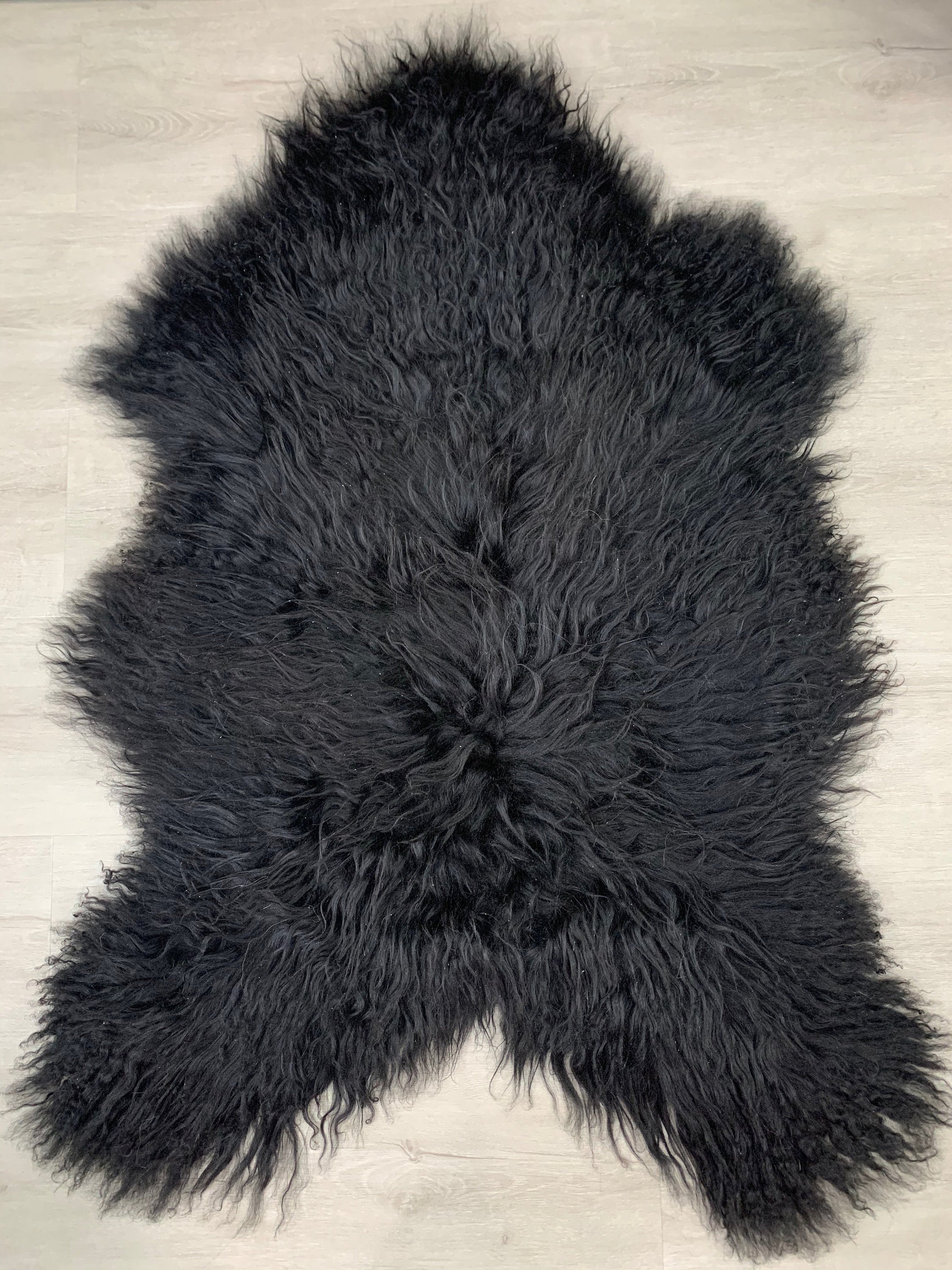 XXL Icelandic Curly Black Sheepskin Rug | Pet Bed Comfort Blanket | Natural Curly Black Real Sheepskin Rug | Sheepskin Seat Cover Throw