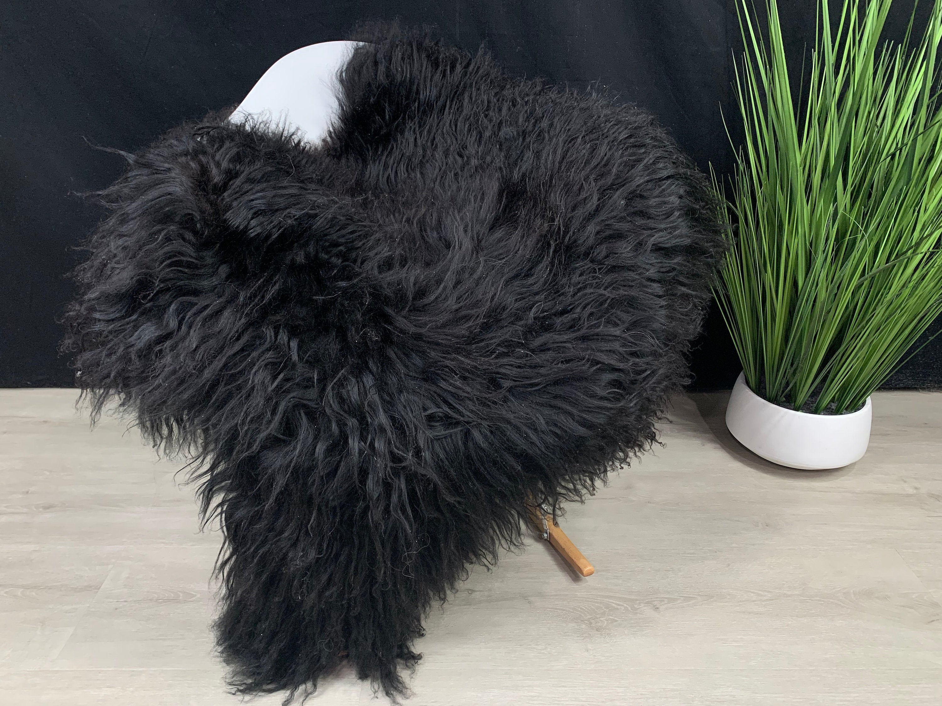 XXL Icelandic Curly Black Sheepskin Rug | Pet Bed Comfort Blanket | Natural Curly Black Real Sheepskin Rug | Sheepskin Seat Cover Throw