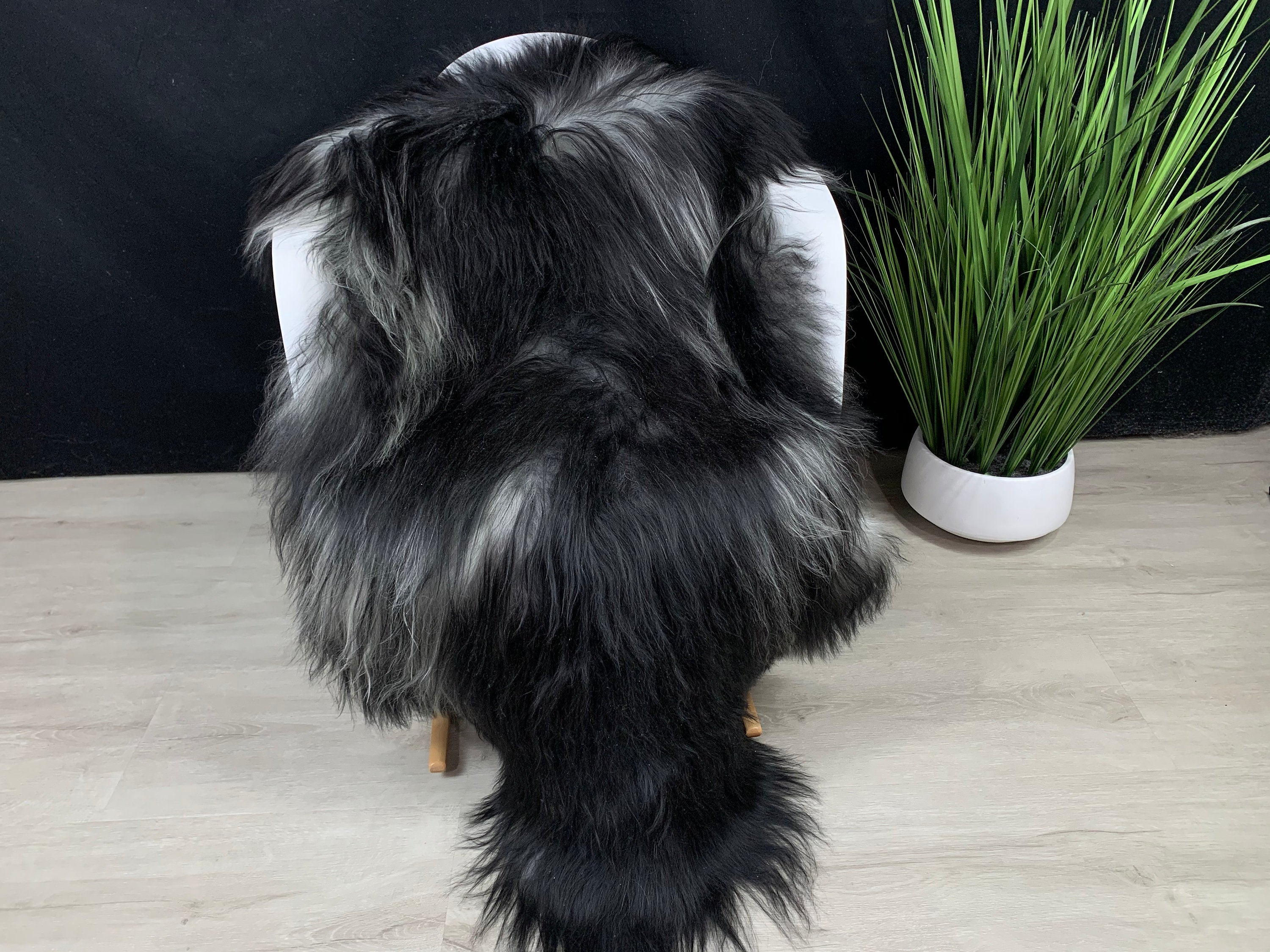 Genuine Sheepskin Rug | Icelandic Sheepskin pelt throw Black Gray natural | Sheepskin Pet Bed Comfort Blanket | seat cover