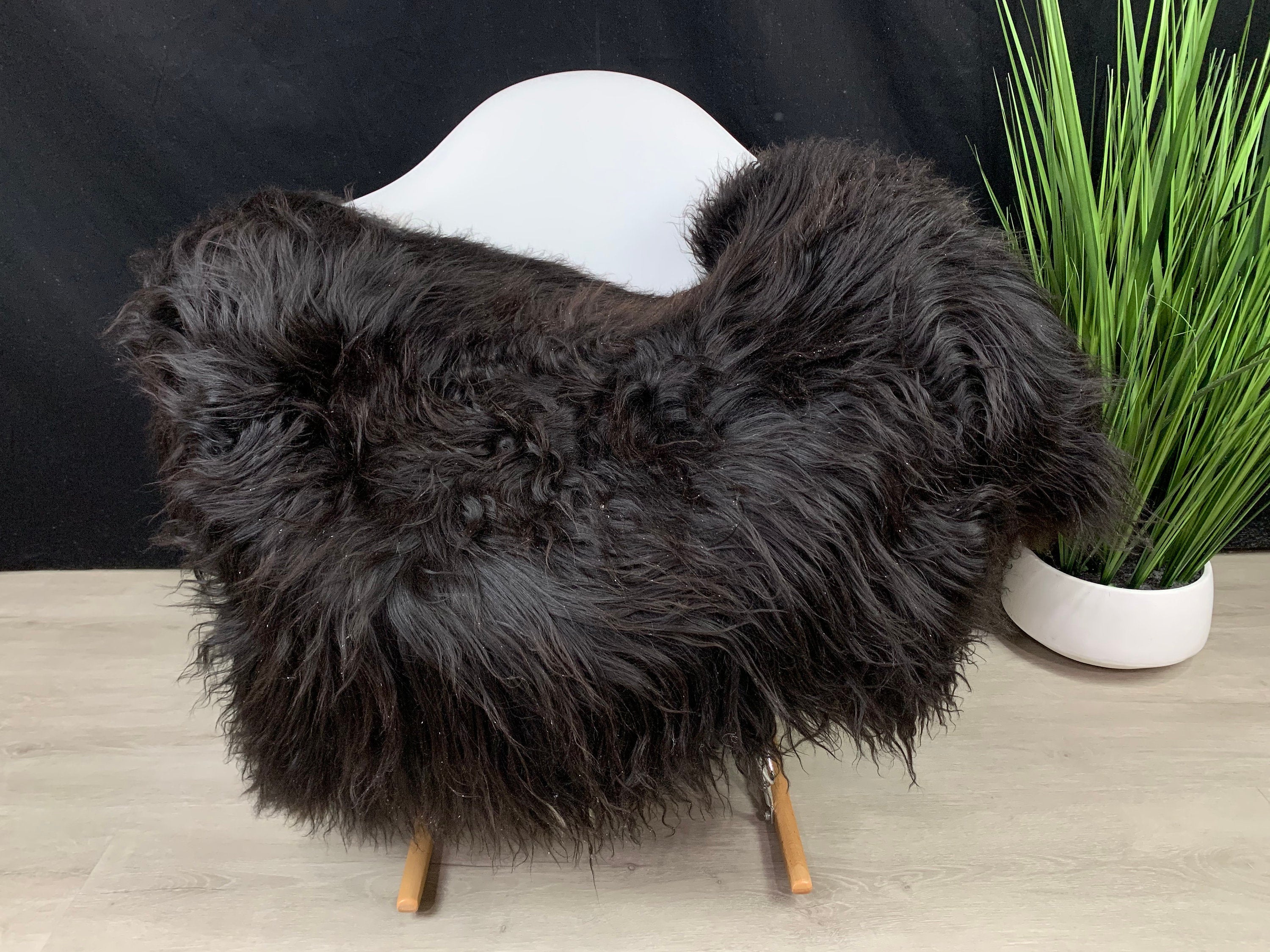 genuine Icelandic sheepskin rug throw pelt black natural color / sheepskin pet bed throw  seat cover