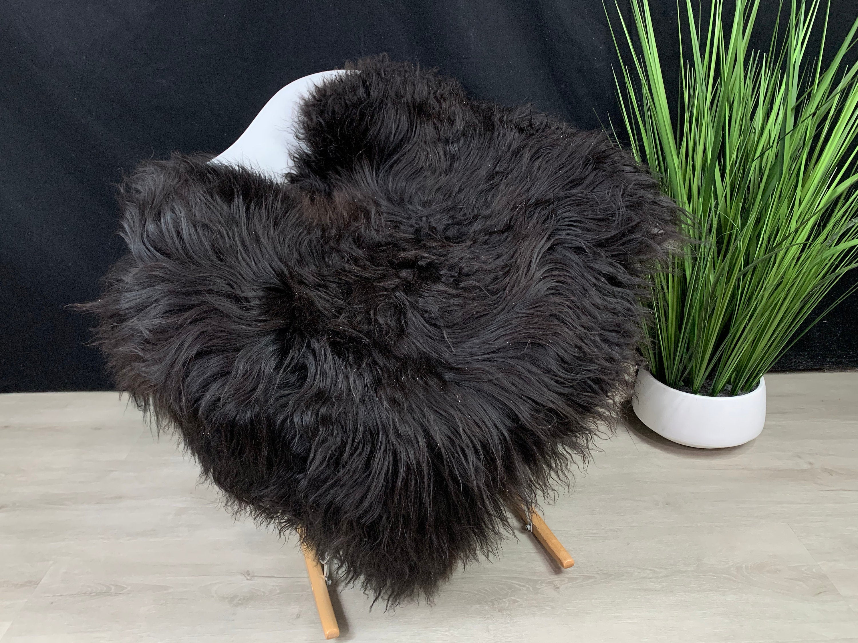 genuine Icelandic sheepskin rug throw pelt black natural color / sheepskin pet bed throw  seat cover