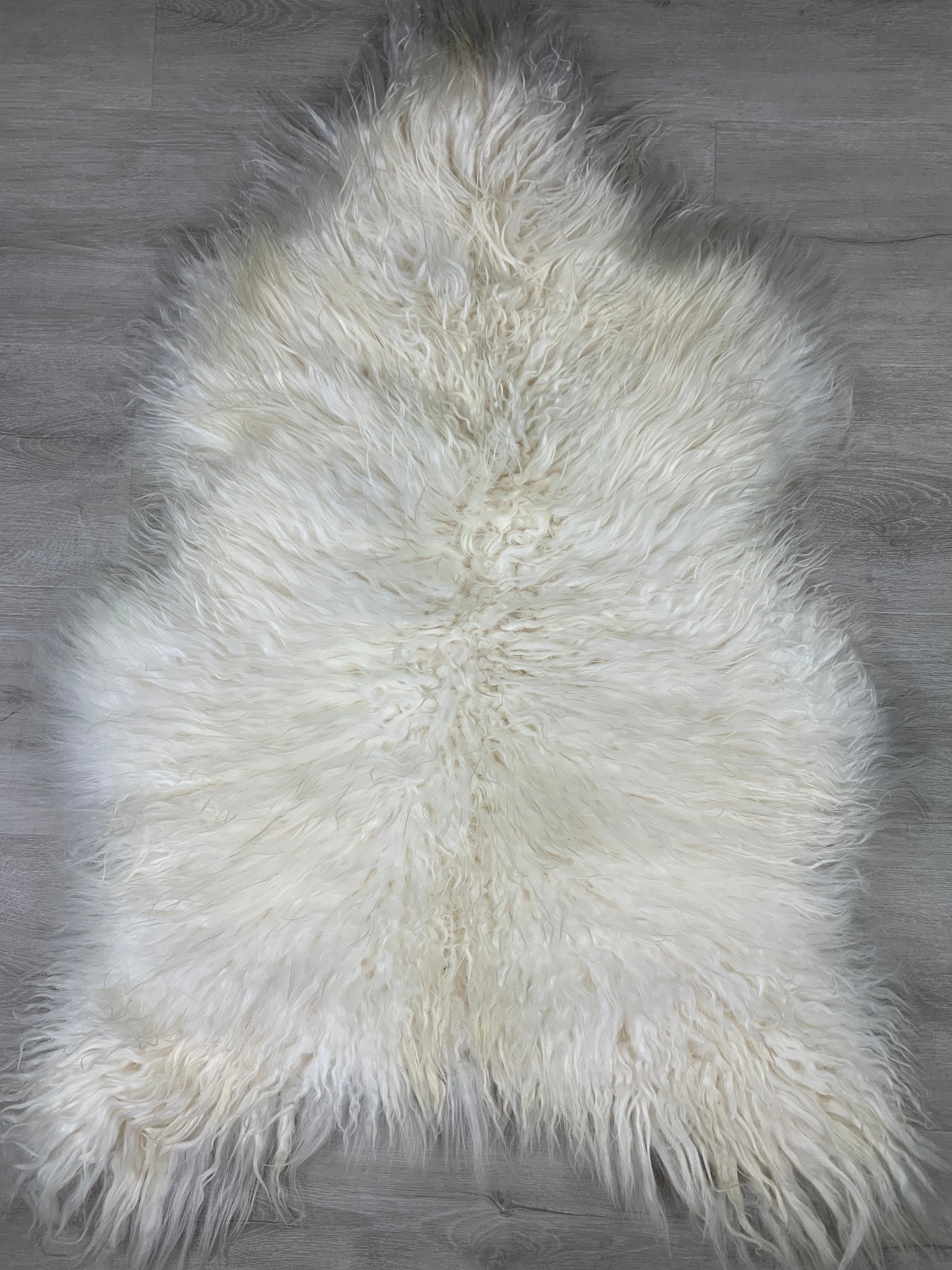 Cream White Iceland Sheepskin Rug * Genuine Sheepskin Rug Fur Throw * Natural Animal Hide Pelt * Sheepskin Seat Cover