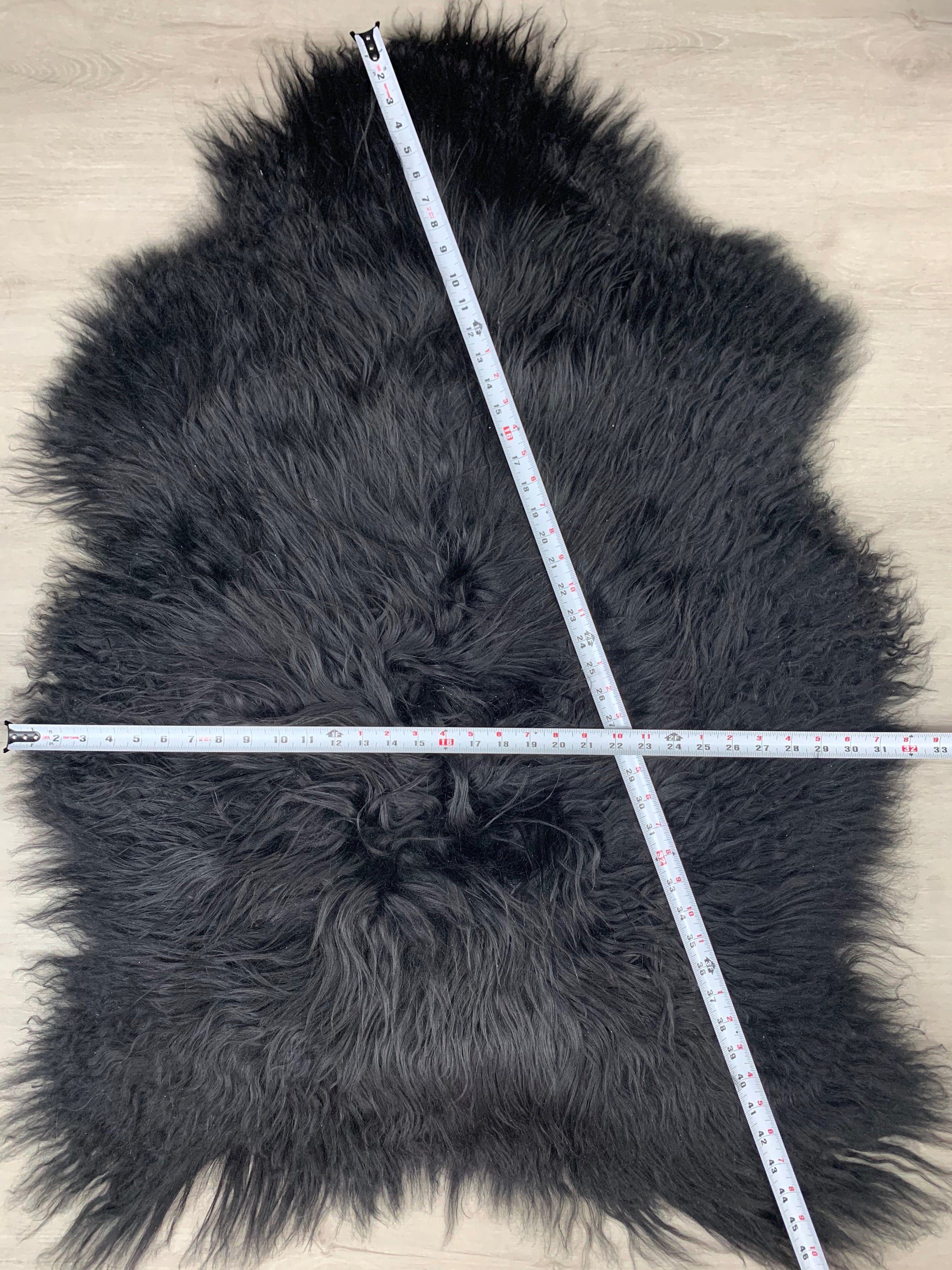 Sheepskin / Natural Icelandic Black Sheepskin Rug * Genuine Natural Seat Cover* Comfort Pet Bed Throw