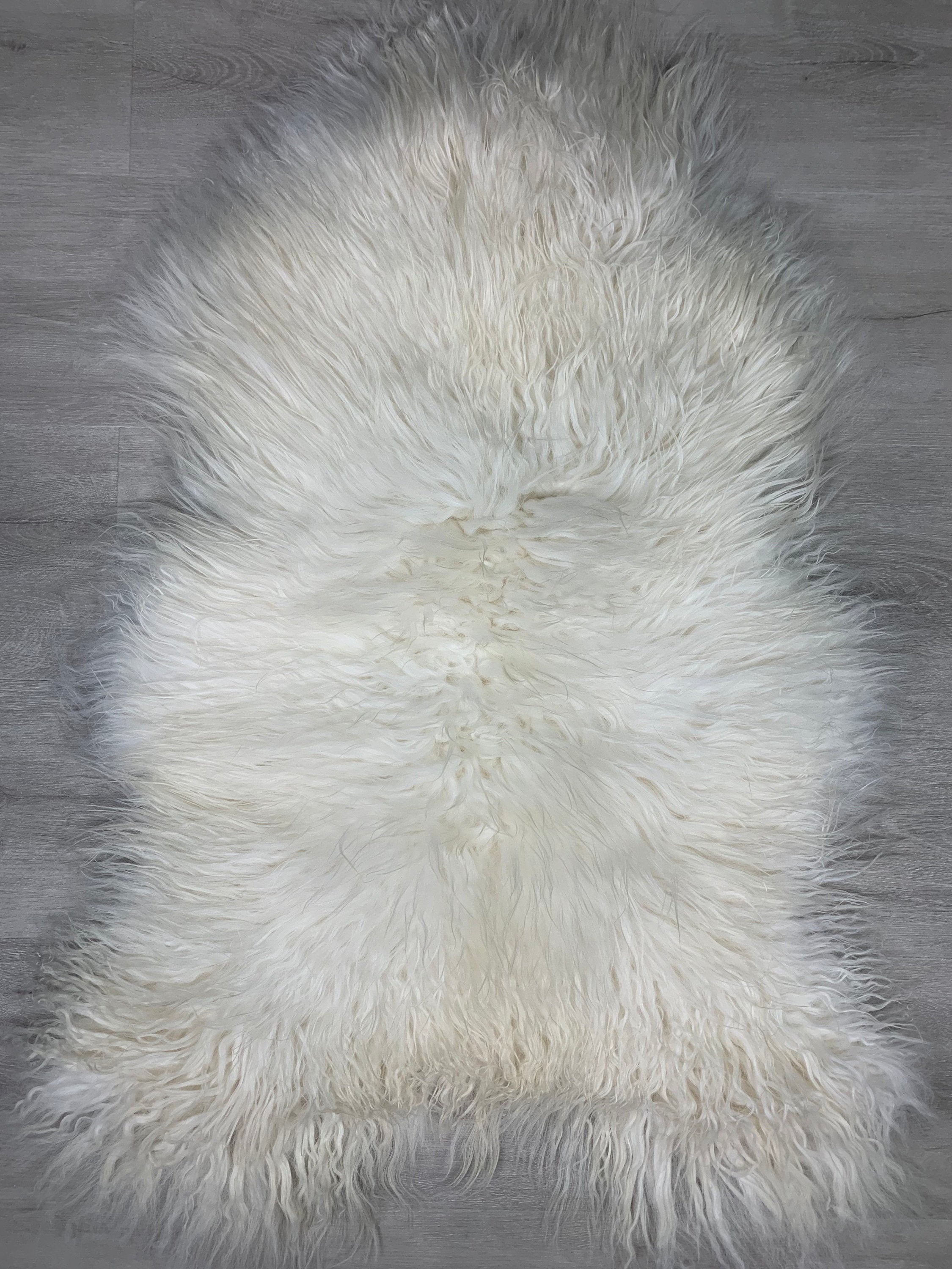 Curly Iceland Genuine Sheepskin Rug | Curly White  pelt fur throw | beautiful natural color modern decor | motorcycle seat cover | Pet bed