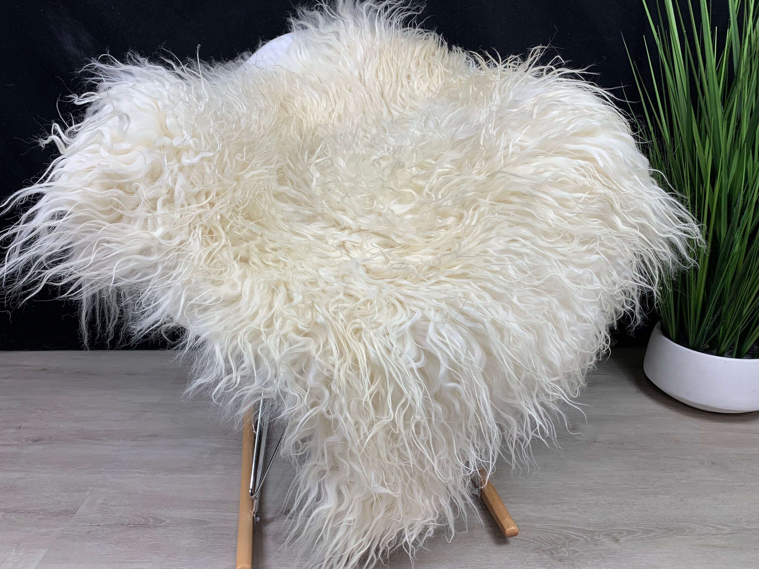 Curly Sheepskin Creamy White Rug Pelt / Genuine Real Icelandic Sheepskin White Cream / Sheepskin Seat Cover Dog Pet Bed Throw