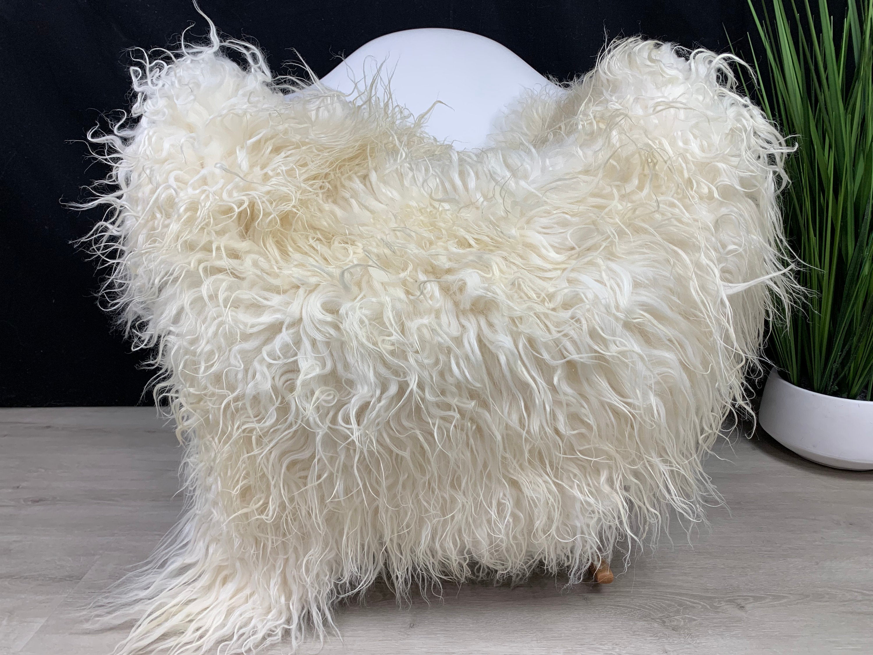 Curly Sheepskin Creamy White Rug Pelt / Genuine Real Icelandic Sheepskin White Cream / Sheepskin Seat Cover Dog Pet Bed Throw