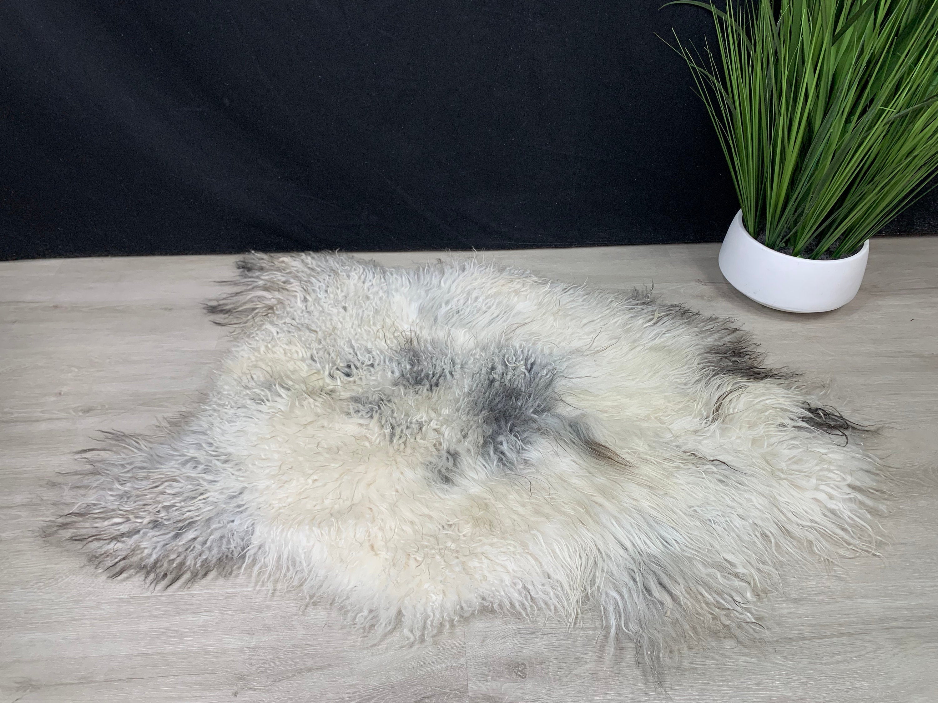 Icelandic Cream White Gray Sheepskin Rug Pelt Genuine Natural Soft Best Seat Cover Leather Rug Hide