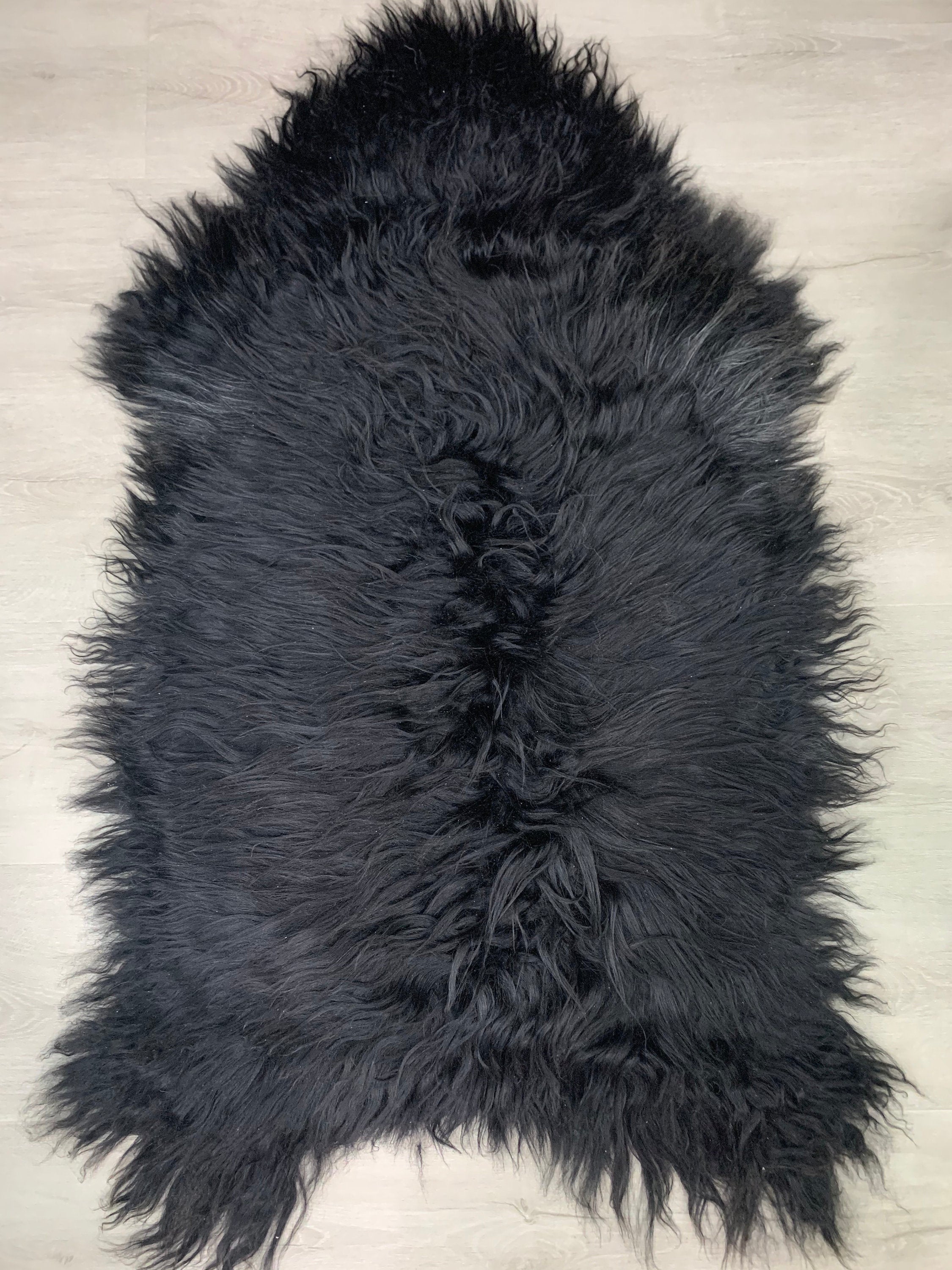 Black Sheepskin Rug / Genuine Icelandic Sheepskin / Natural Sheepskin Pelt / Sheepskin Seat Cover / Iceland