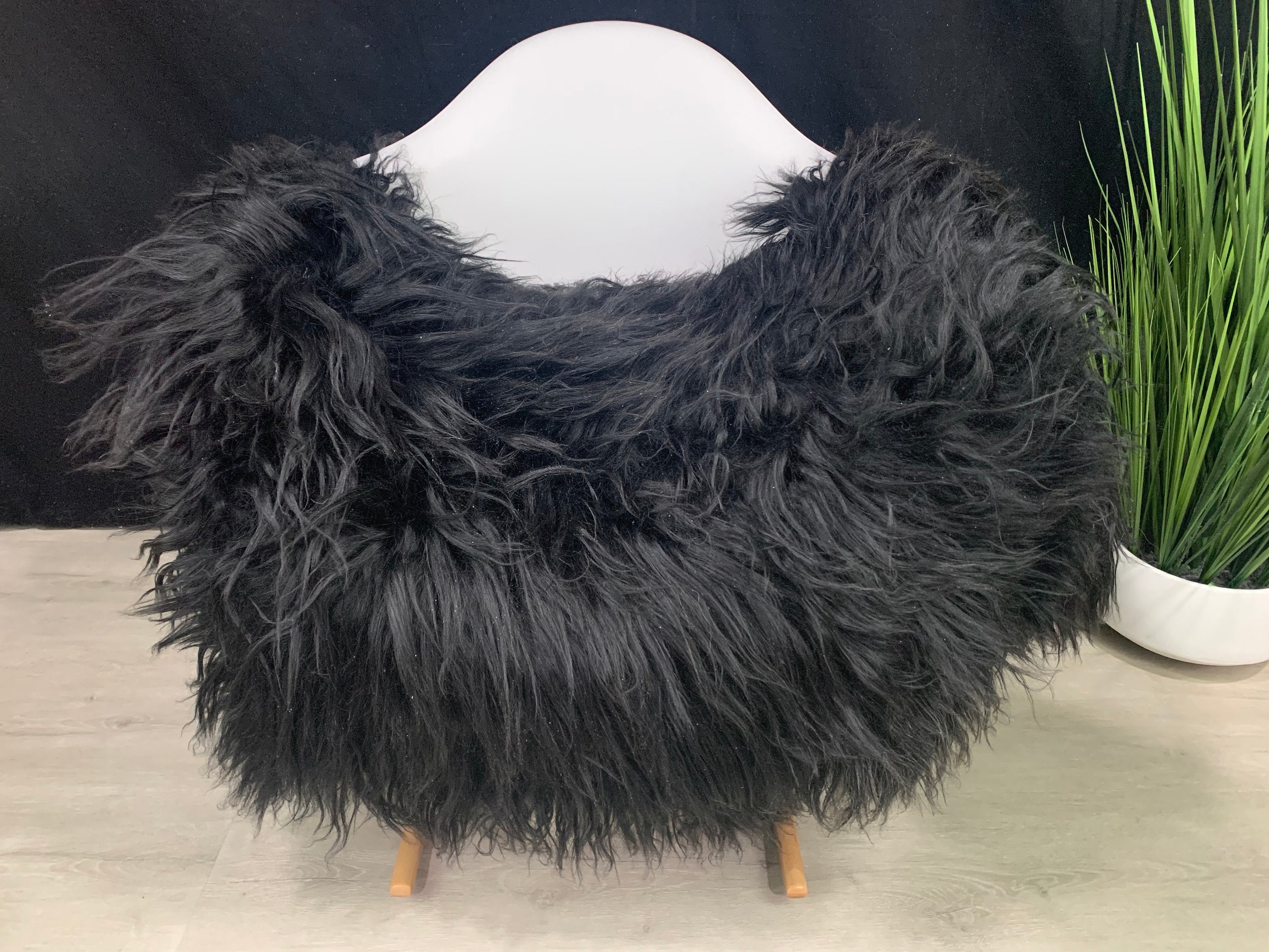 Black Sheepskin Rug / Genuine Icelandic Sheepskin / Natural Sheepskin Pelt / Sheepskin Seat Cover / Iceland