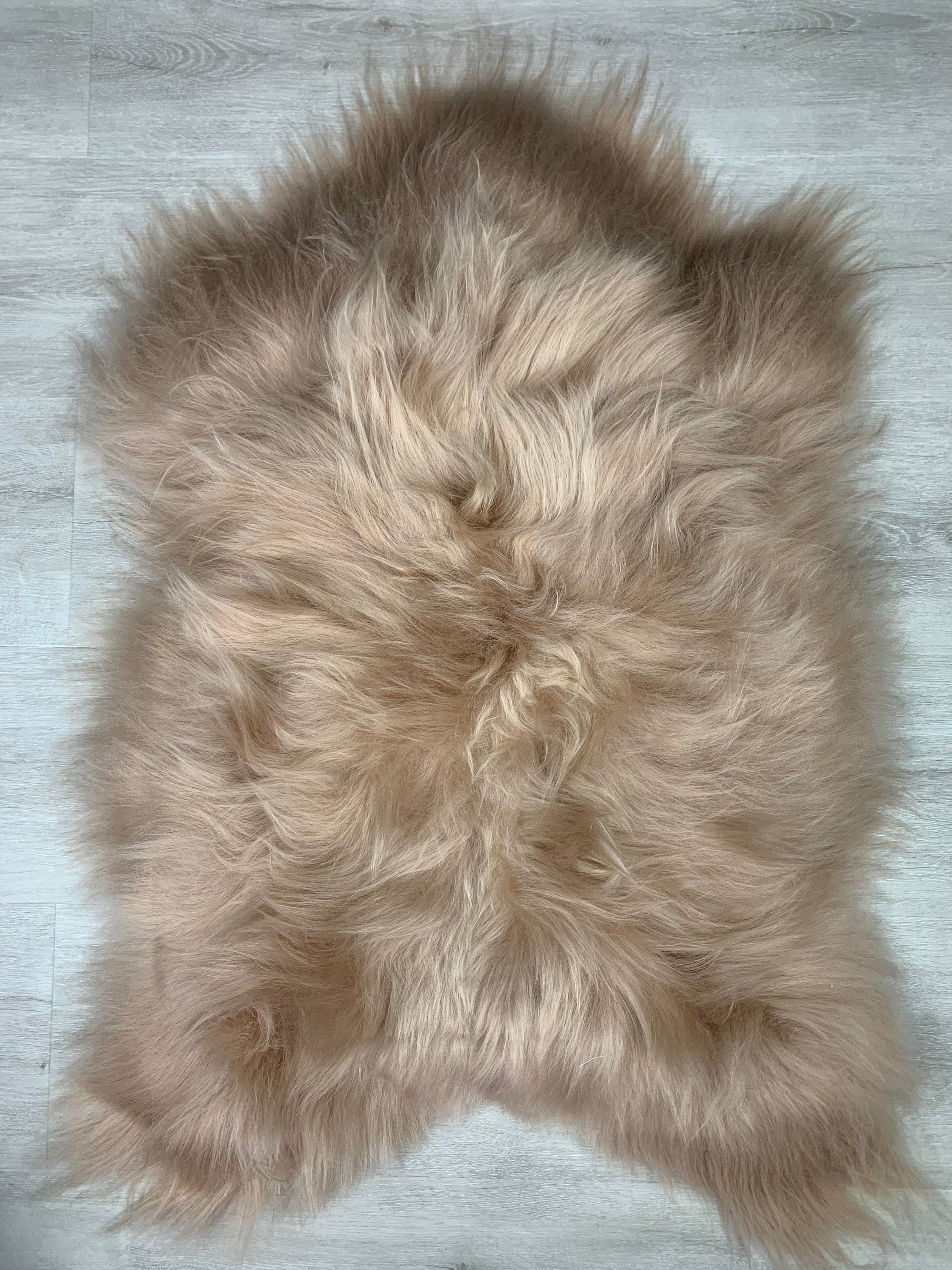 Genuine Beige Sheepskin Rug Seat Cover Pet Bed Throw