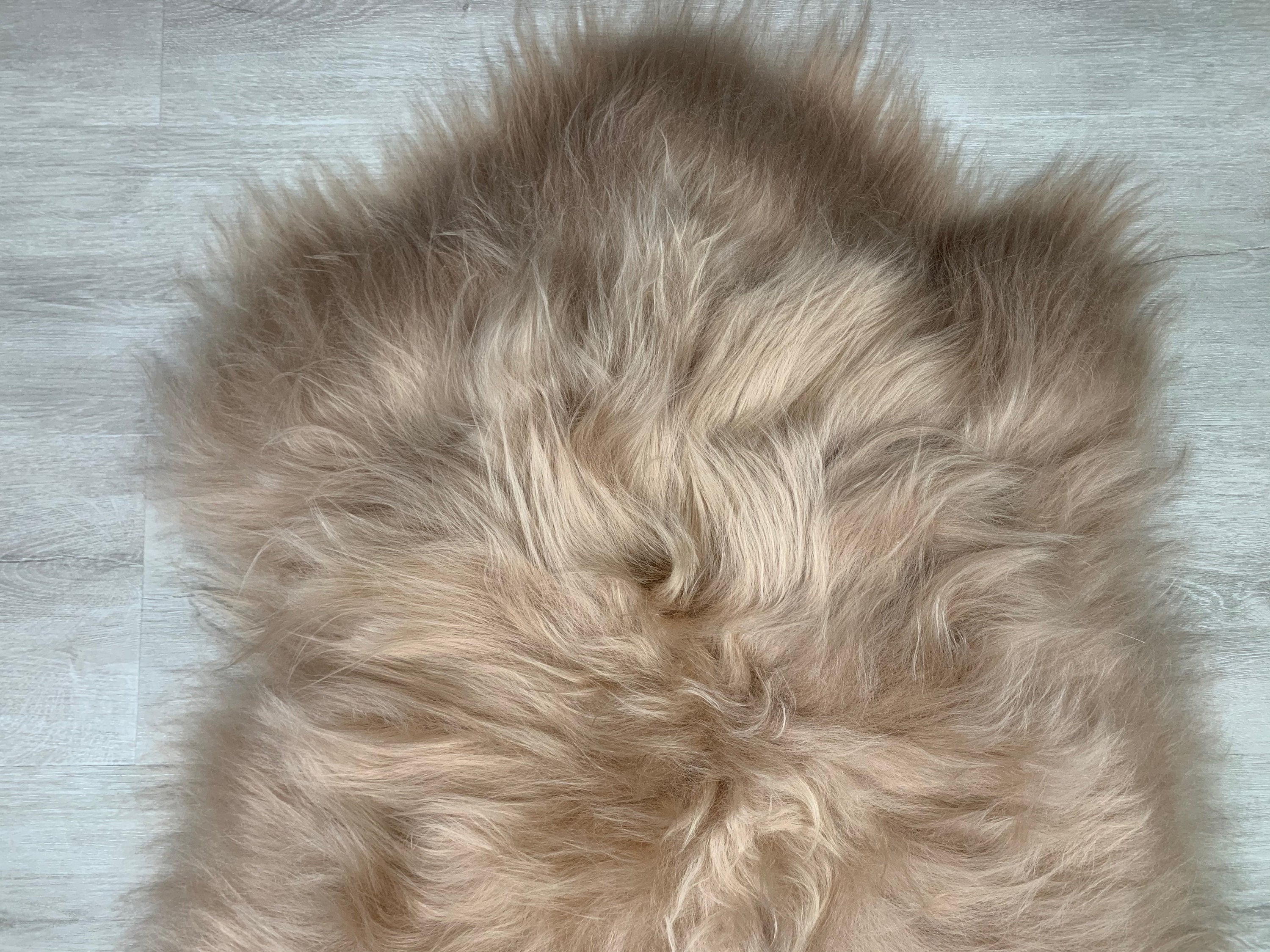 Genuine Beige Sheepskin Rug Seat Cover Pet Bed Throw