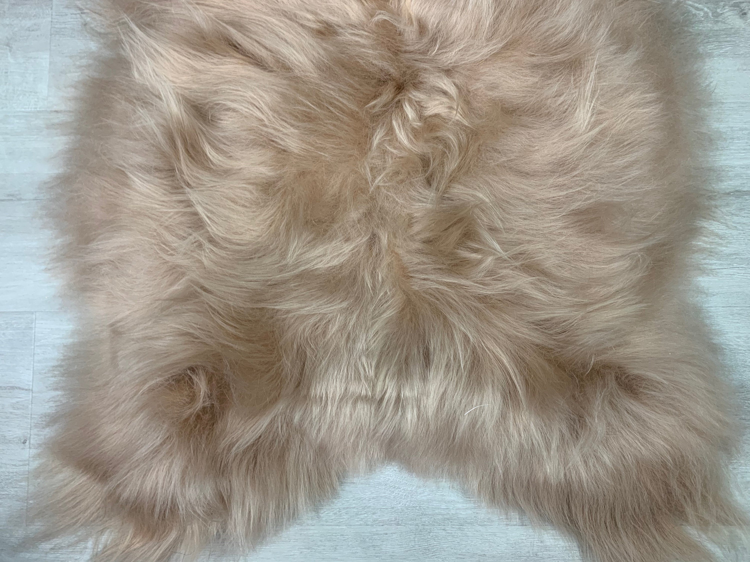 Genuine Beige Sheepskin Rug Seat Cover Pet Bed Throw