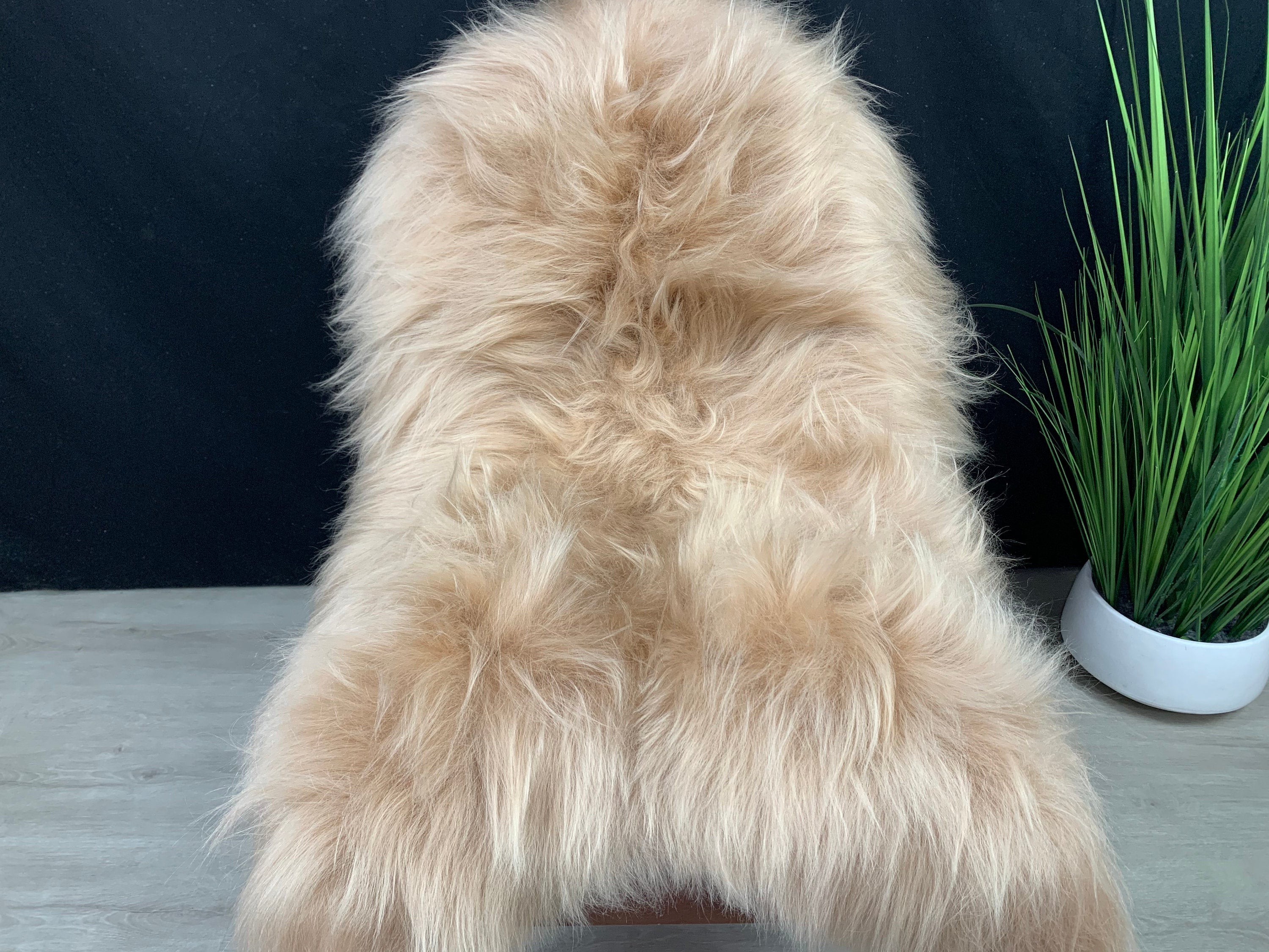 Genuine Beige Sheepskin Rug Seat Cover Pet Bed Throw