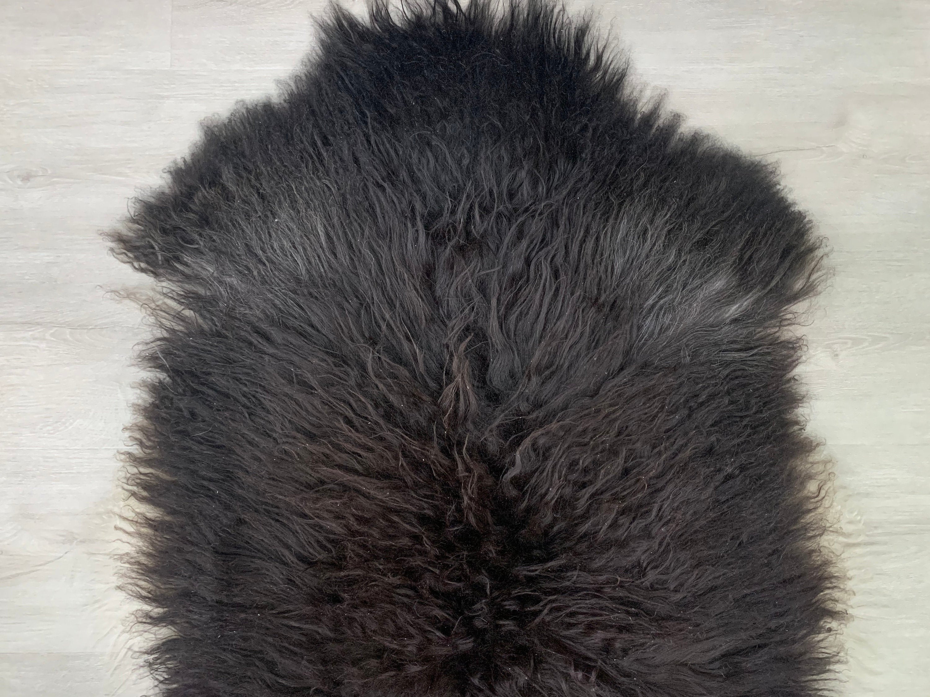 Genuine Icelandic Curly Black Brown sheepskin rug / sheepskin pelt rug beautiful black natural color / seat cover pet bed throw