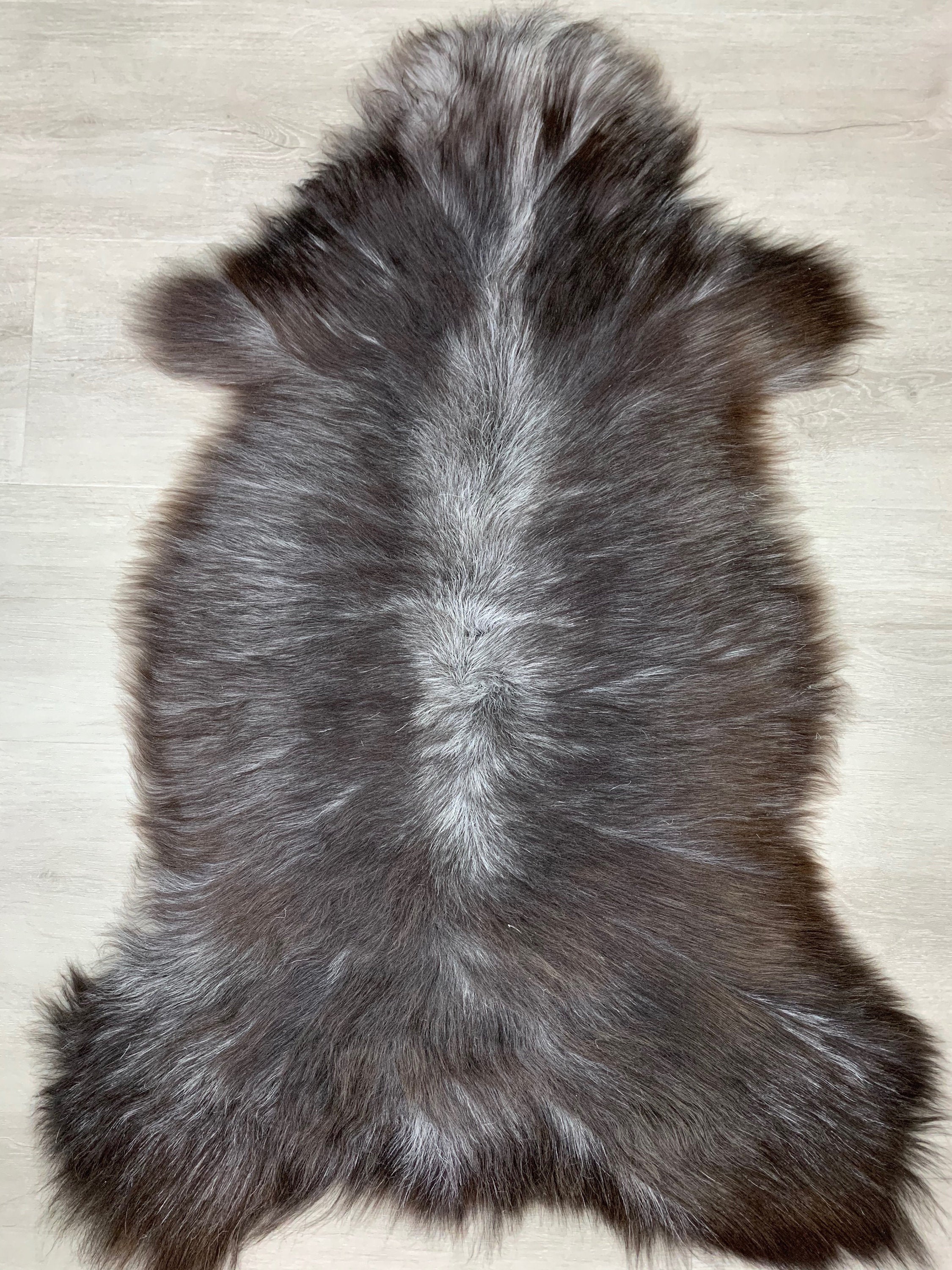 Genuine Sheepskin rug / Sheepskin Pelt / Sheepskin Brown Gray natural color Rug Pet Bed Throw