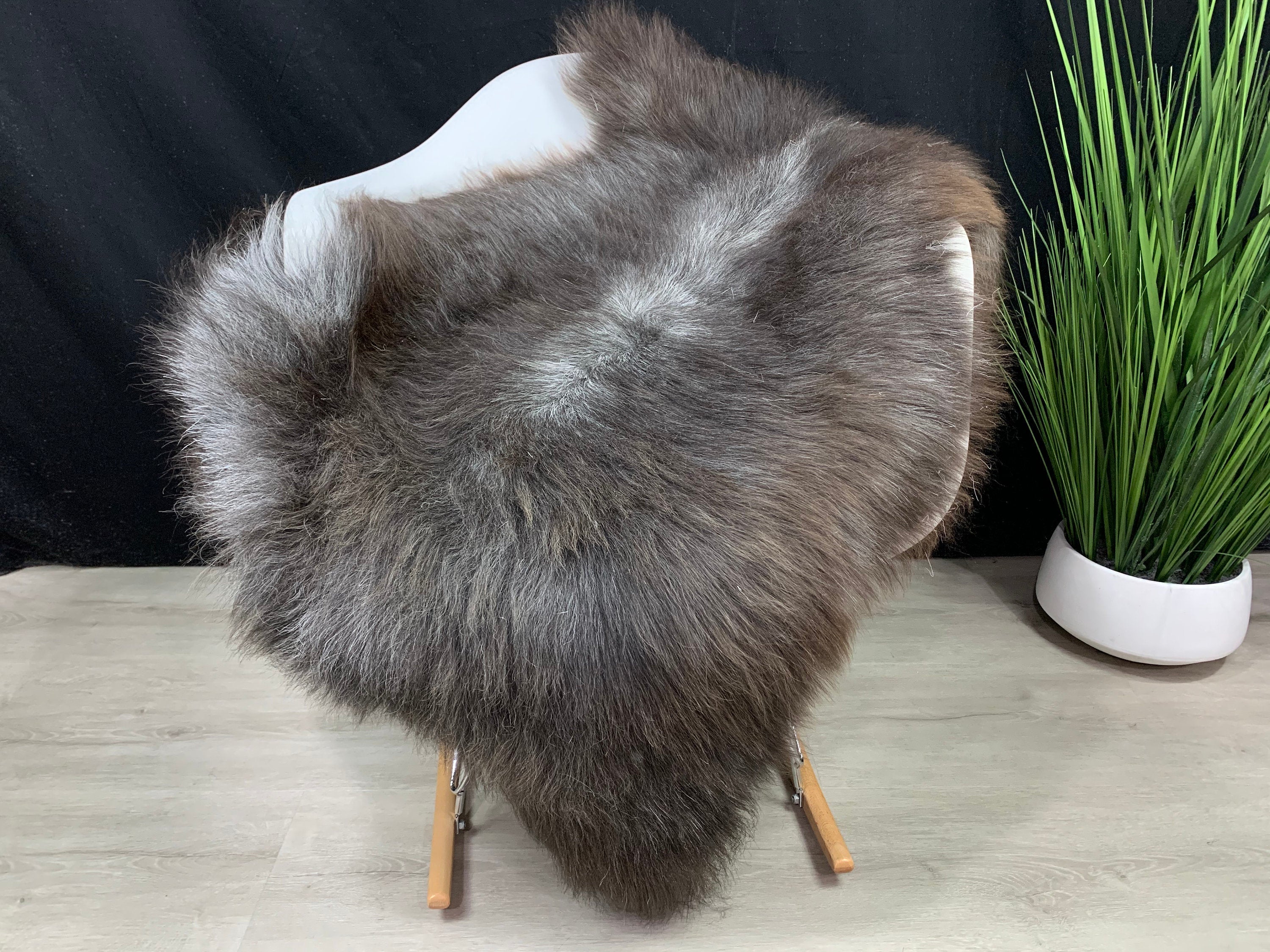 Genuine Sheepskin rug / Sheepskin Pelt / Sheepskin Brown Gray natural color Rug Pet Bed Throw