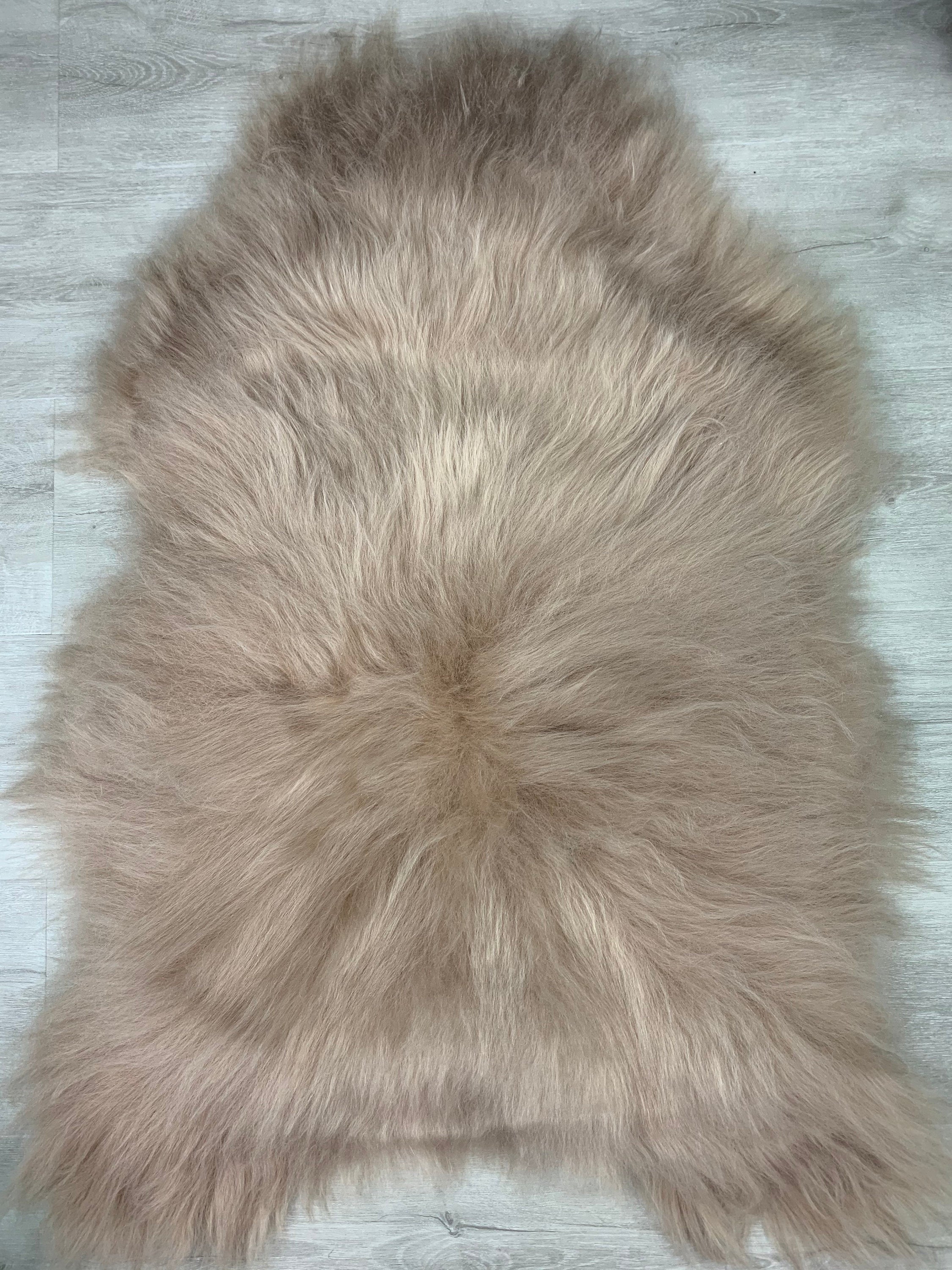 Medium Genuine Beige Sheepskin Rug Seat Cover Pet Bed Throw