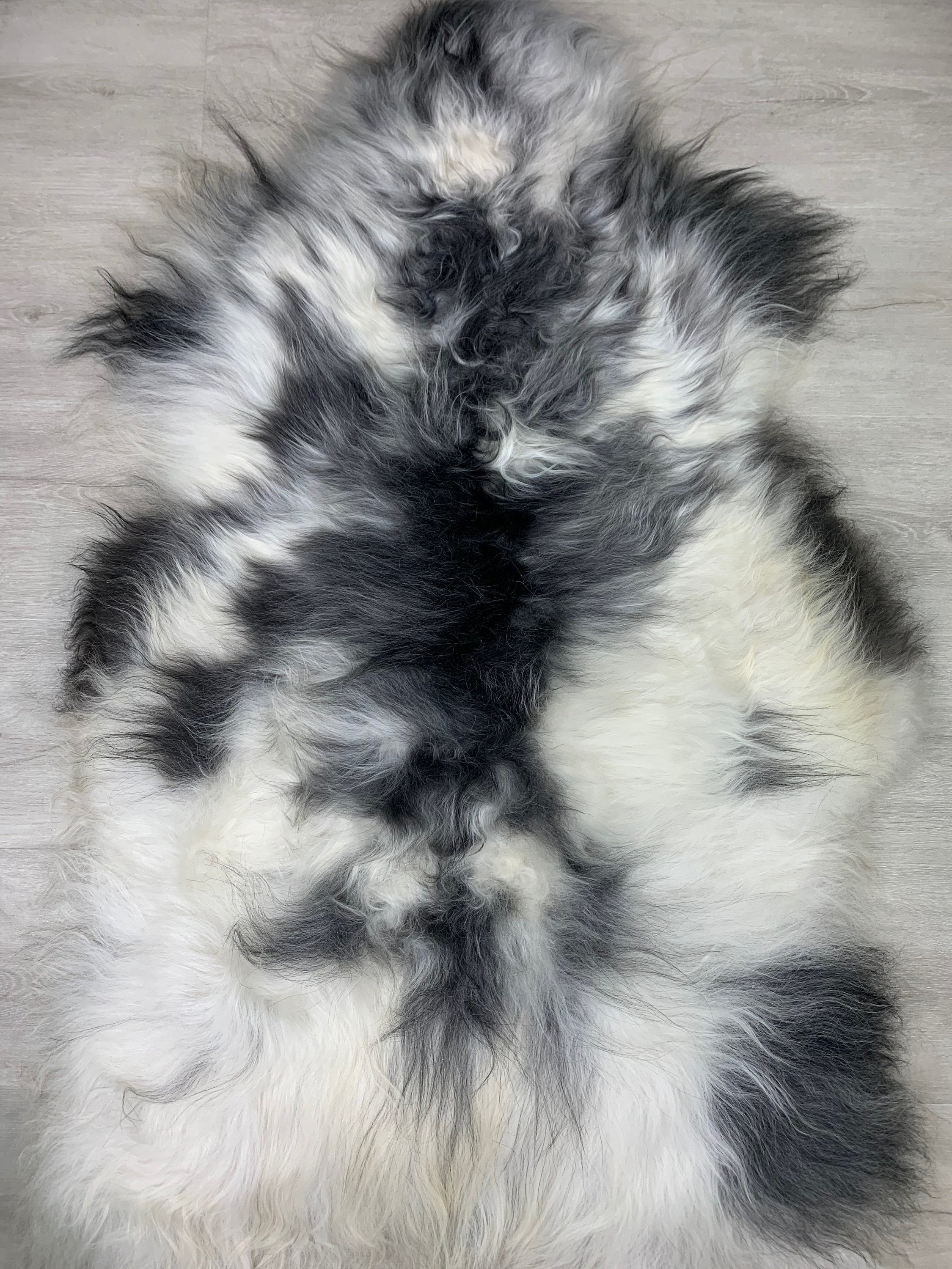 Huge Icelandic genuine sheepskin rug pelt Cream white gray color sheepskin pelt Sheep skin fur Pet Bed throw seat cover