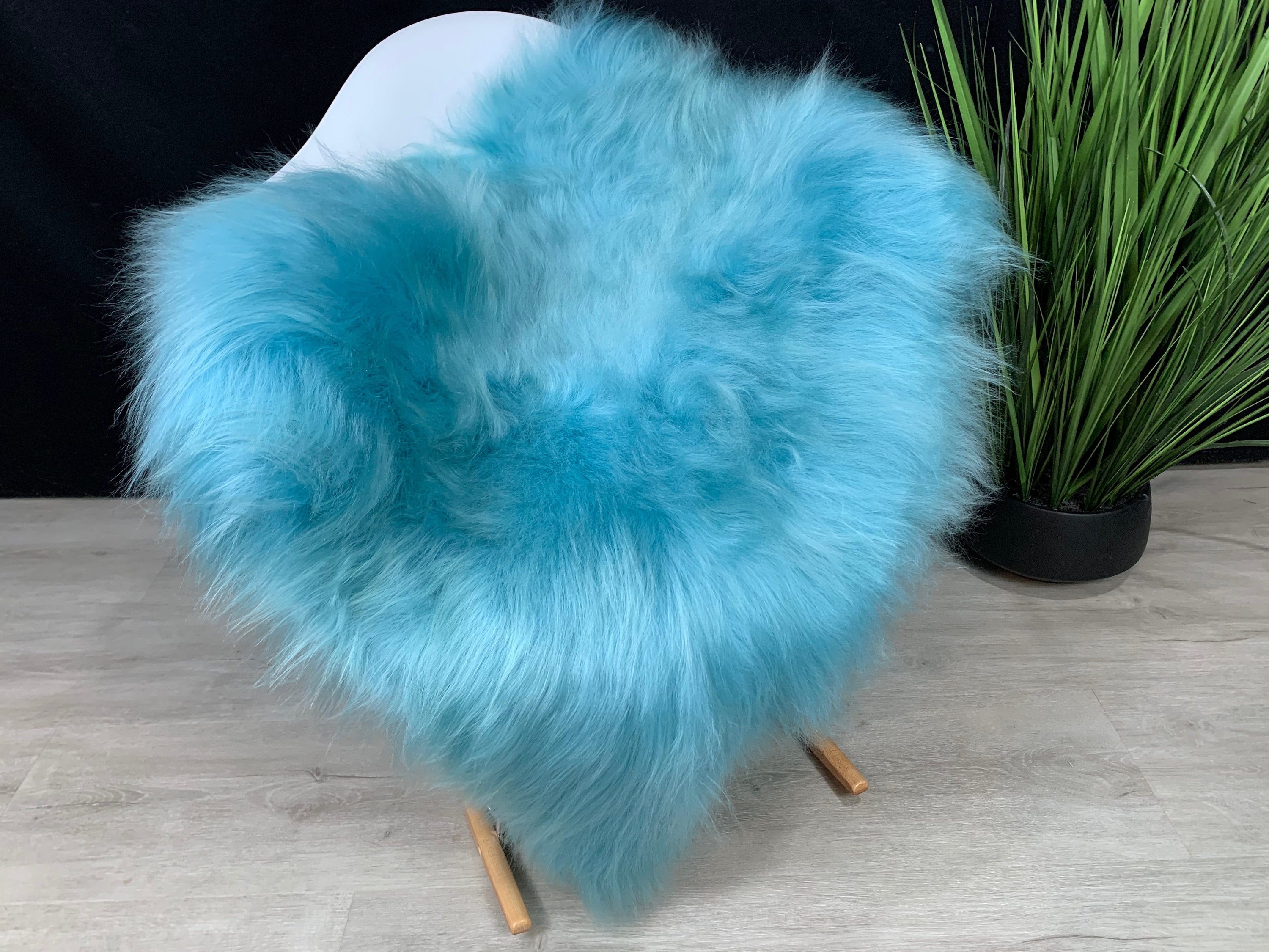 Icelandic Turquoise Blue Sheepskin Rug Pelt / Genuine Sheepskin Turquoise Rug Seat authentic Cover Throw