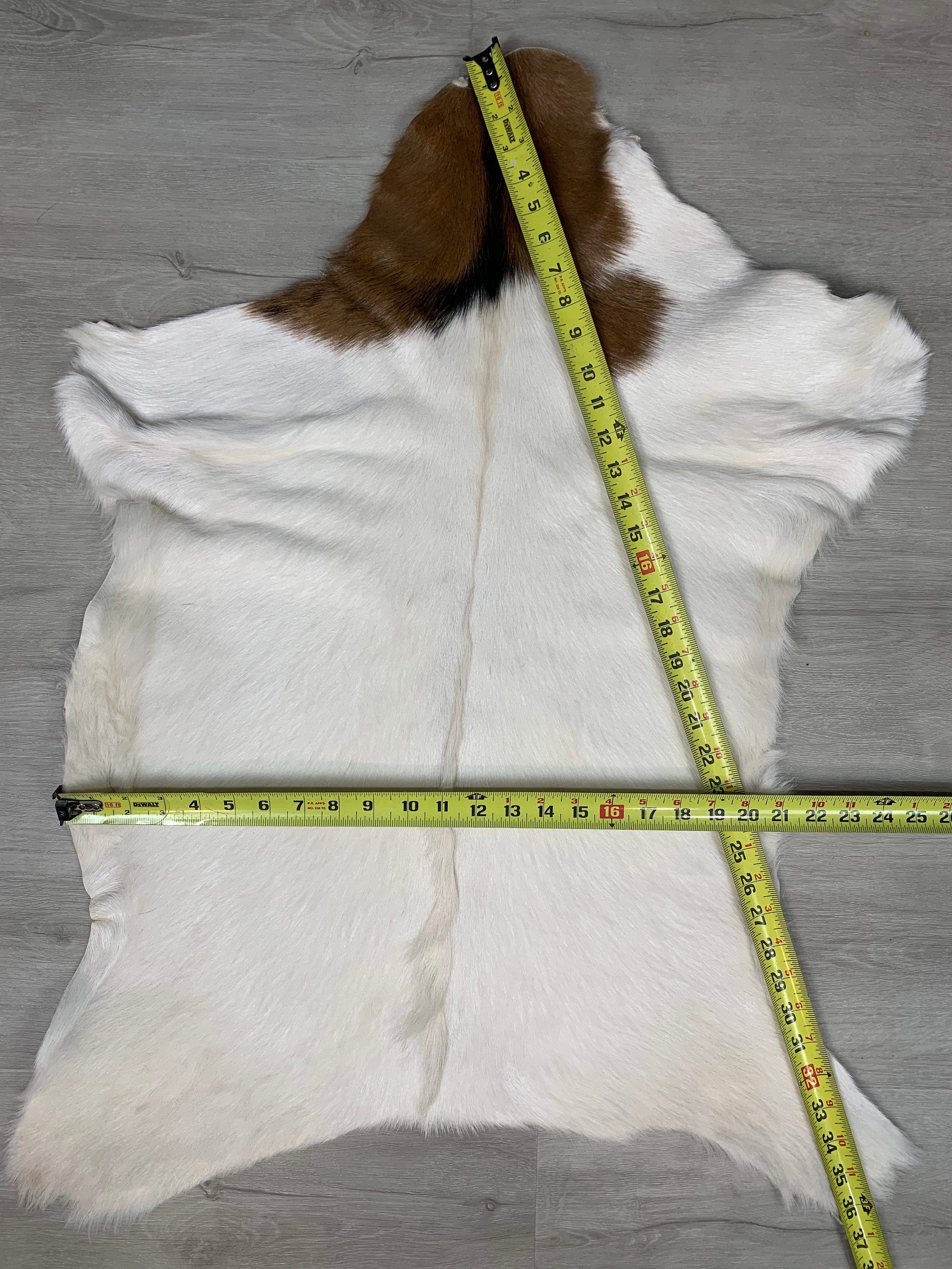 Goat White Brown Rug Pelt Hide, Real Goat Skin Rug, Genuine Natural Goat Hide