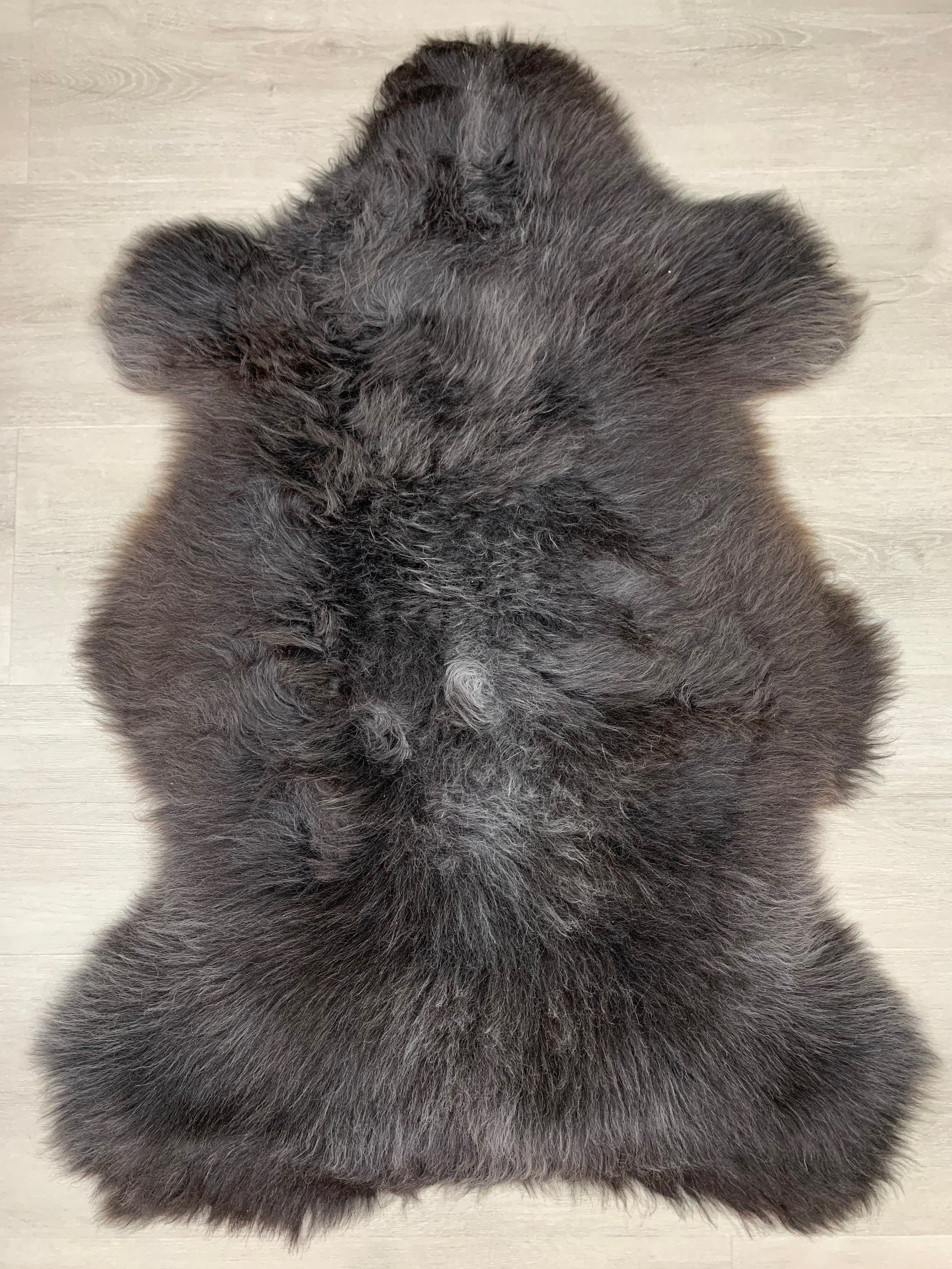 Genuine Animal Sheepskin Pelt Rug Real Black Gray Sheepskin Natural