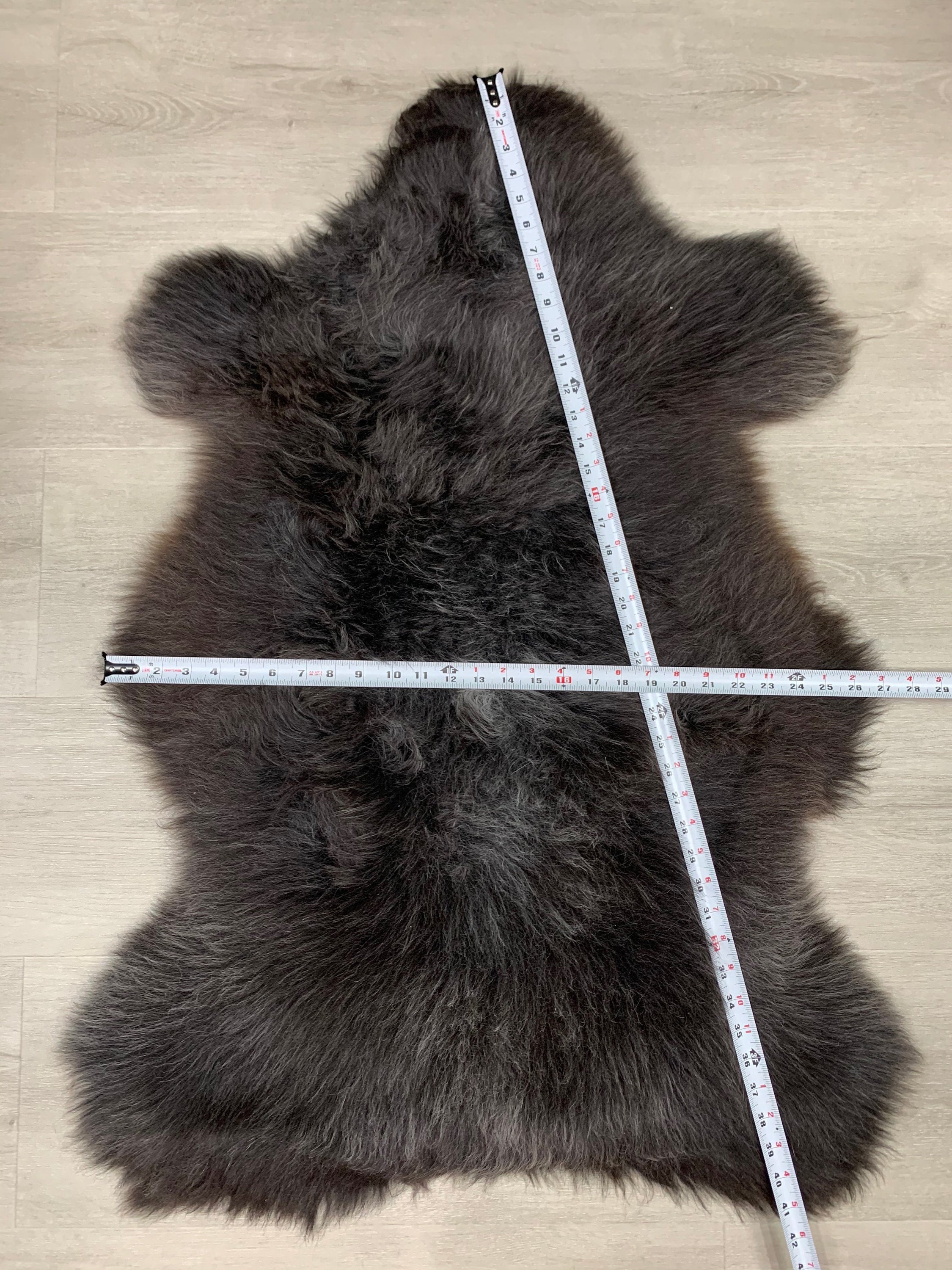 Genuine Animal Sheepskin Pelt Rug Real Black Gray Sheepskin Natural