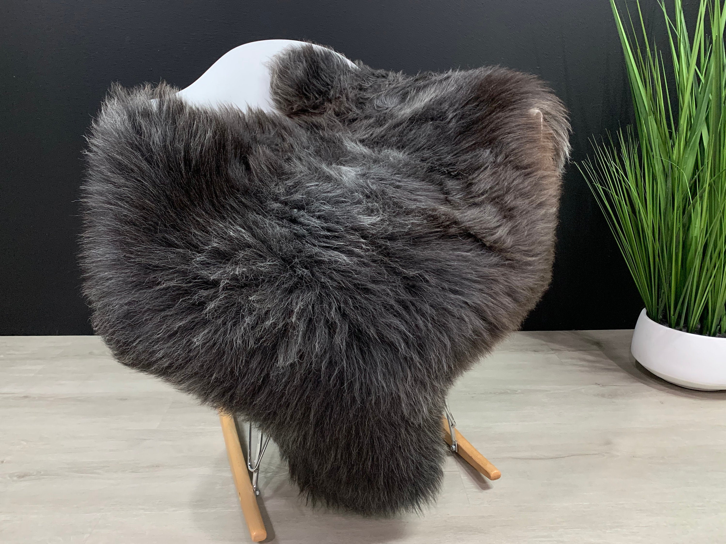 Genuine Animal Sheepskin Pelt Rug Real Black Gray Sheepskin Natural