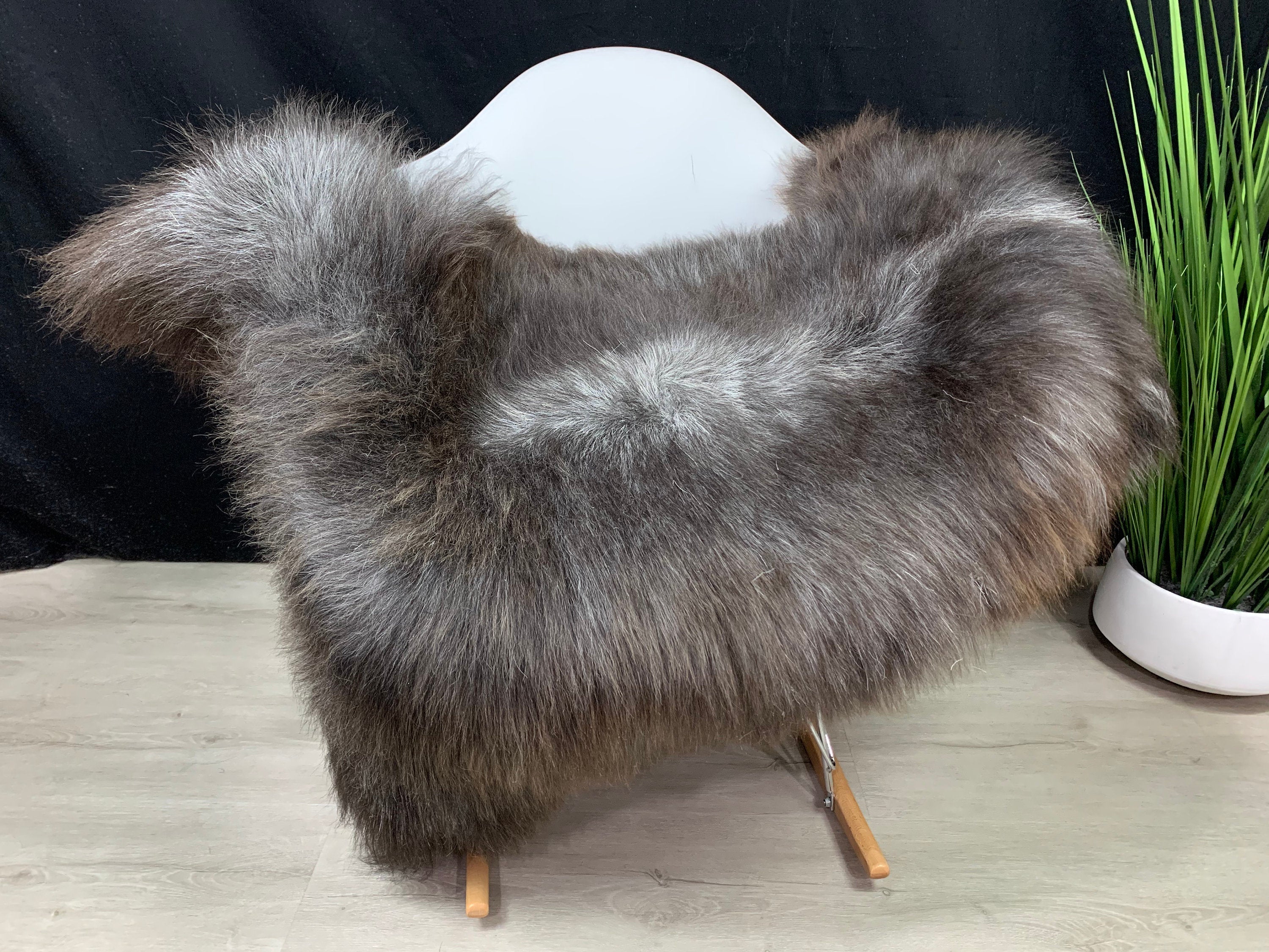 Genuine Sheepskin rug / Sheepskin Pelt / Sheepskin Brown Gray natural color Rug Pet Bed Throw