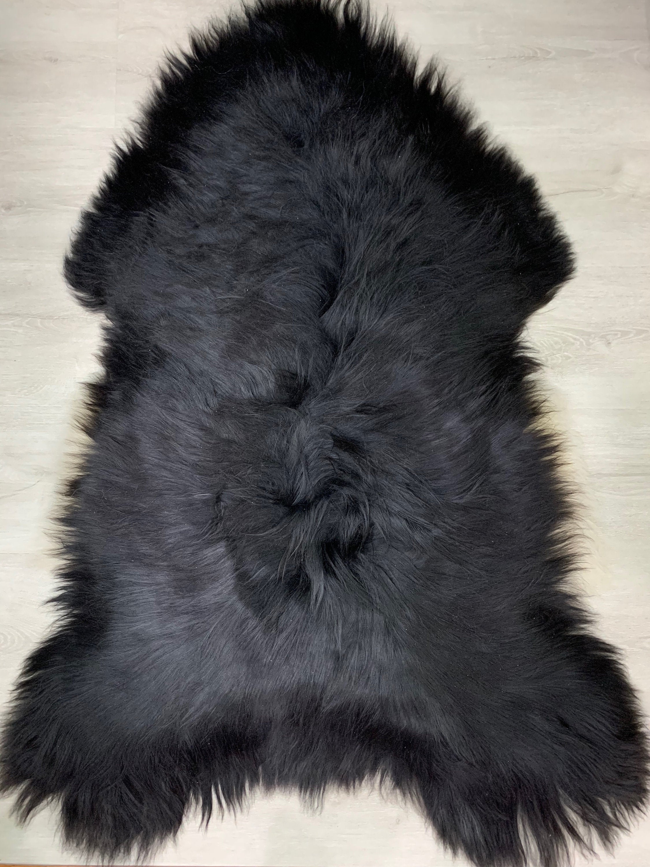 Huge Genuine Black Icelandic Sheepskin Natural Color Long Wool Motorcycle Seat Cover Pet Bed Throw Luxury Rug