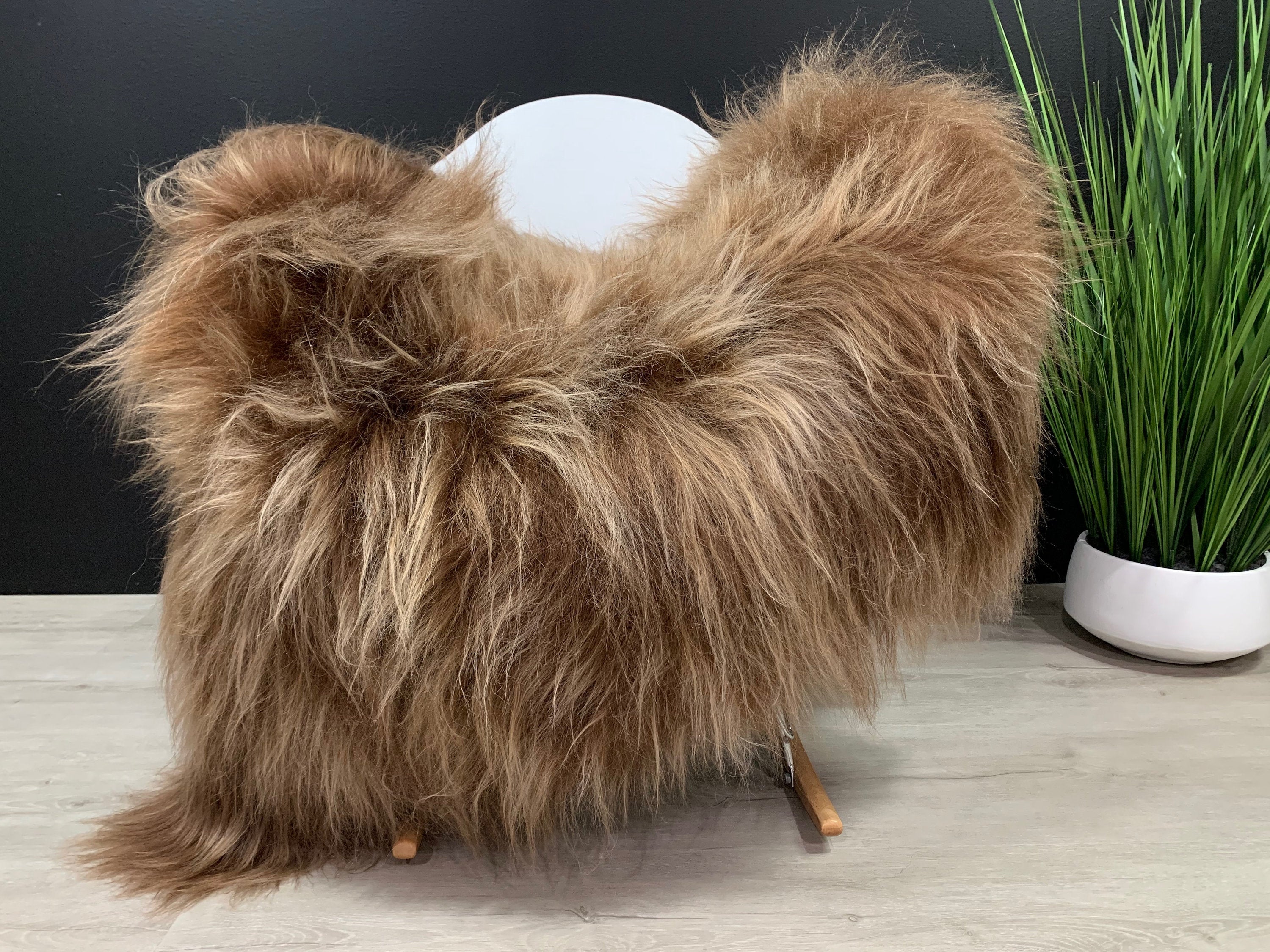 XXL Icelandic Sheepskin Rug Pelt Brown Coffee / Genuine Sheepskin Seat Cover Pet Bed Throw / Luxury Sheepskin Rug