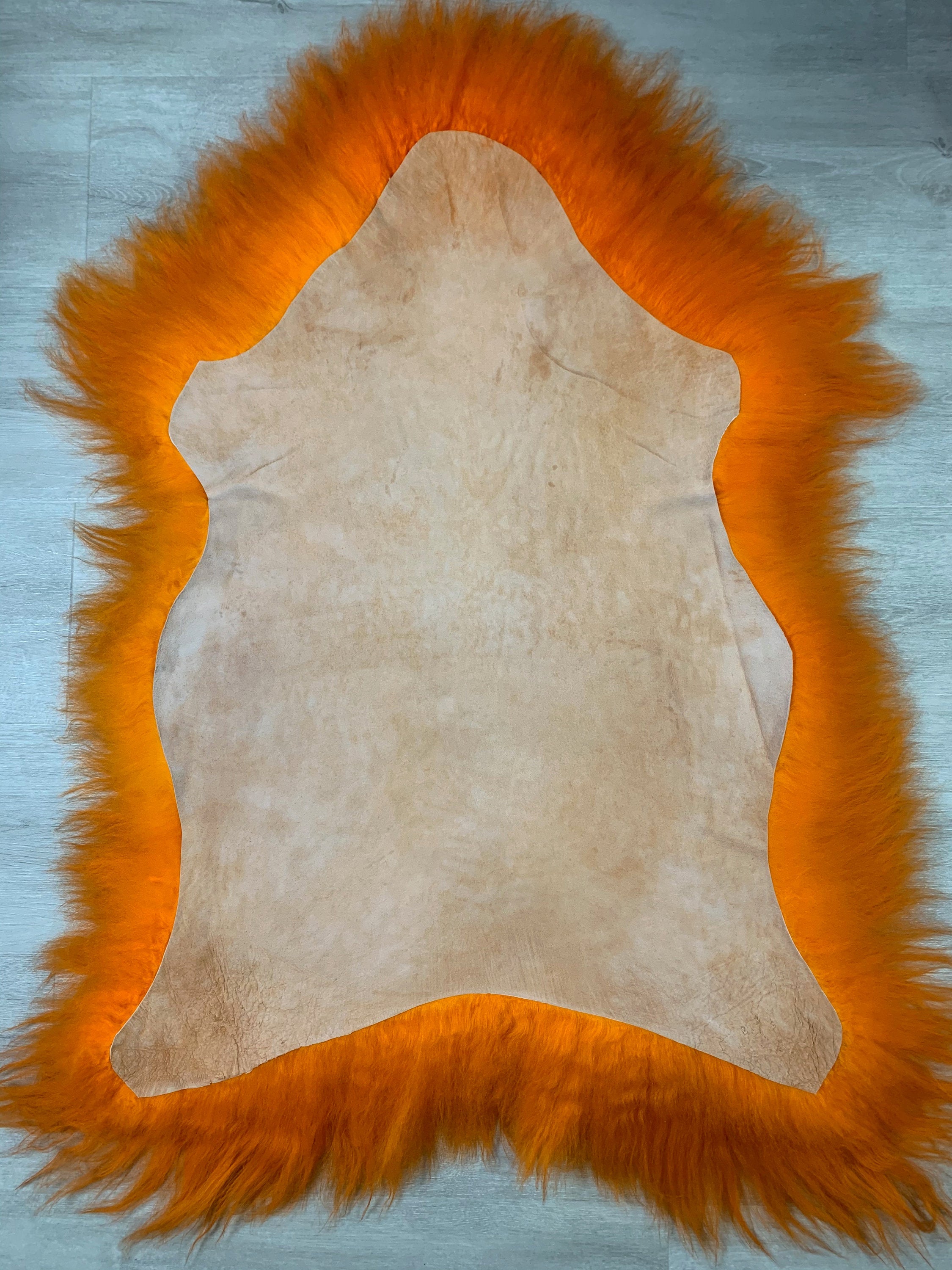 Icelandic Sheepskin orange Rug Pelt / Genuine Natural Orange Sheepskin / Sheepskin Pet Bed Throw / Sheepskin Seat Cover